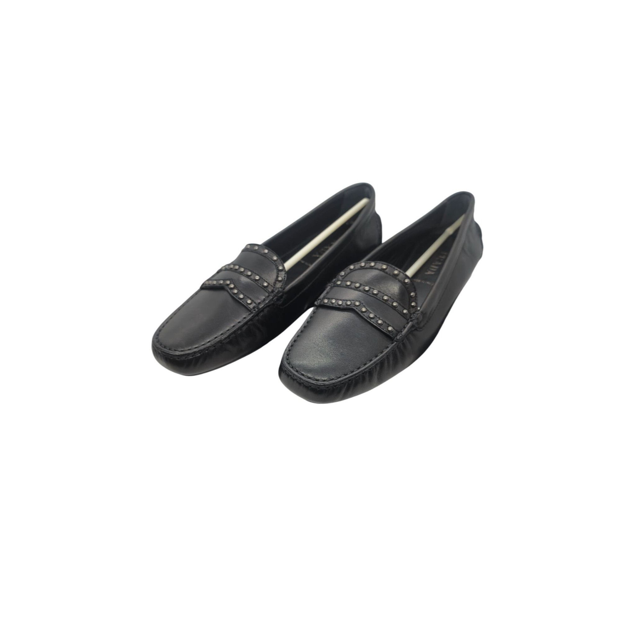 Prada Prada Womens Black Leather Studded Loafers Size 39 original Size US 9 / IT 39 - 1 Thumbnail