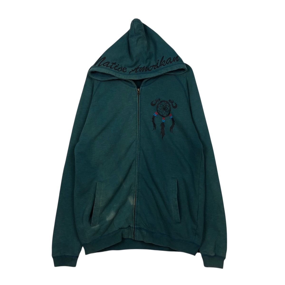 Japanese Brand Vintage LockHeaven Teal Zip Hoodie Embroidered Dreamcatcher Size US L / EU 52-54 / 3 - 2 Thumbnail