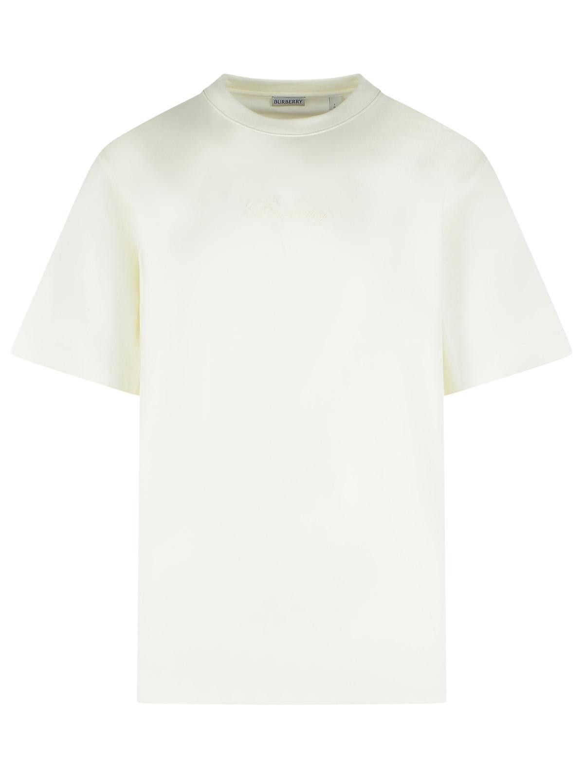 Burberry BURBERRY 'Ryan' White Cotton T-Shirt Size US L / EU 52-54 / 3 - 1 Thumbnail