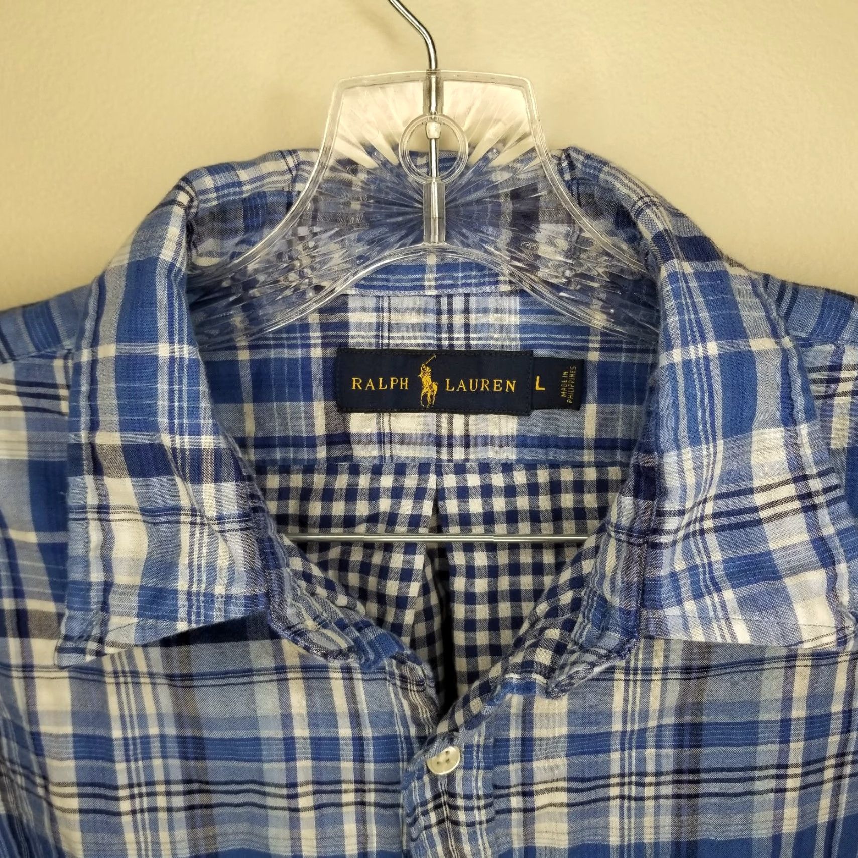 Ralph Lauren Ralph Lauren Mens Blue Plaid Long Sleeve Button-Up Size L Size US L / EU 52-54 / 3 - 3 Thumbnail