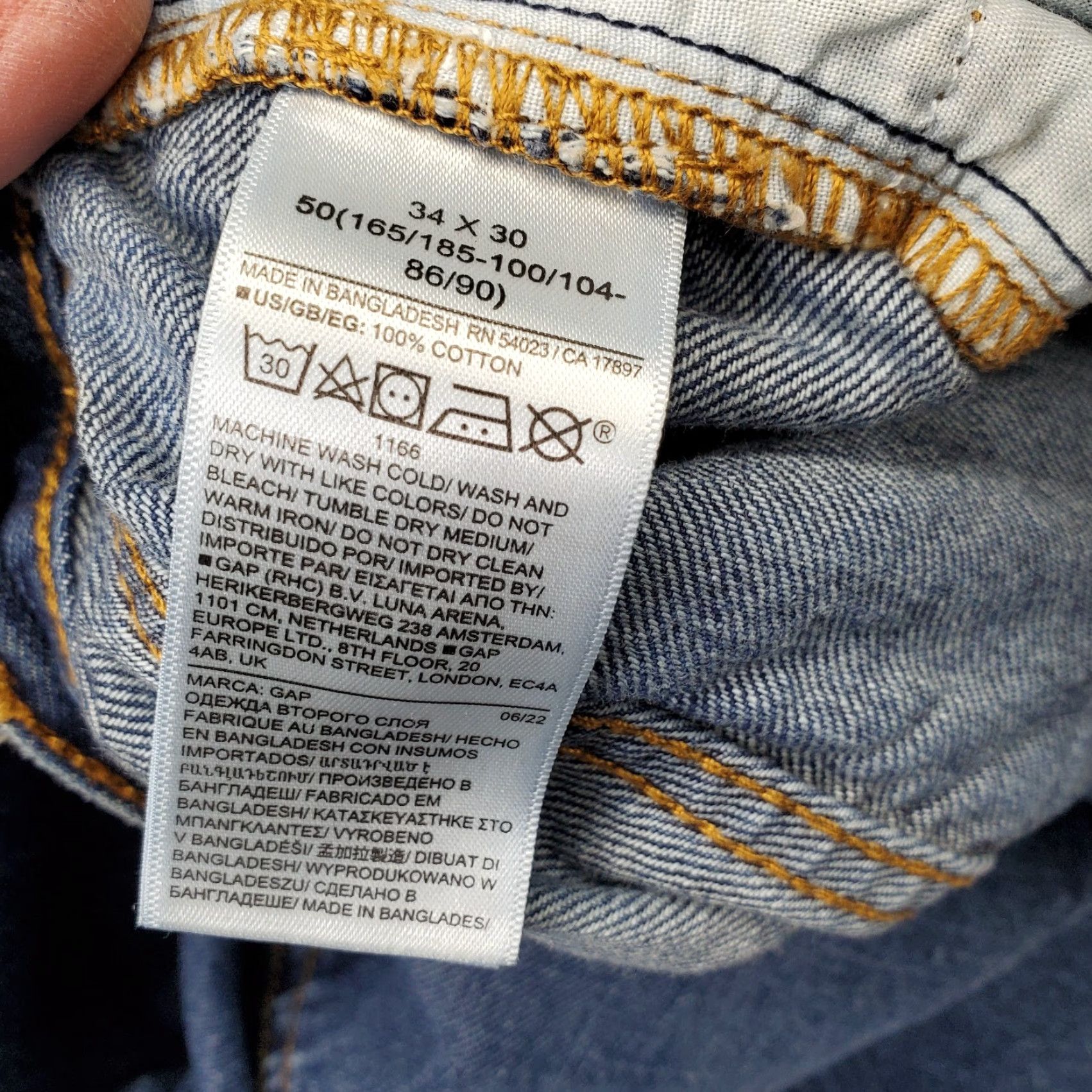 Gap Gap Mens Jeans 34 Straight Denim Blue 5-Pocket Regular 30.5 Inseam Medium Wash Flat Front Stretch Size US 34 / EU 50 - 7 Thumbnail