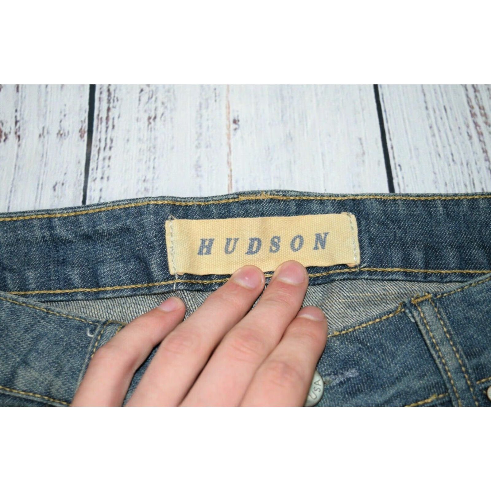 Hudson VINTAGE Hudson Flared Denim Jeans Pocket Flap Stretch 90s USA Mens 32x29 Blue Size US 32 / EU 48 - 5 Thumbnail