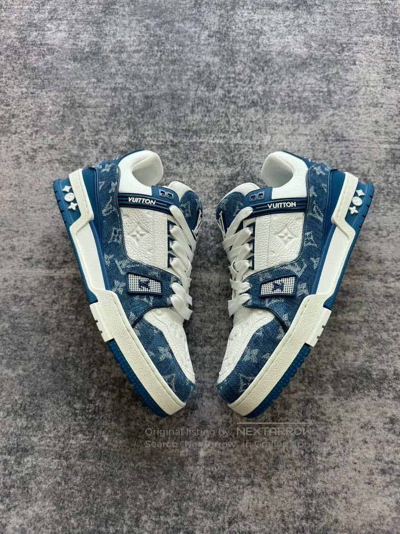 Louis Vuitton Louis Vuitton New Blue and White Denim Embossed shoes Size US 8 / EU 41 - 4 Thumbnail