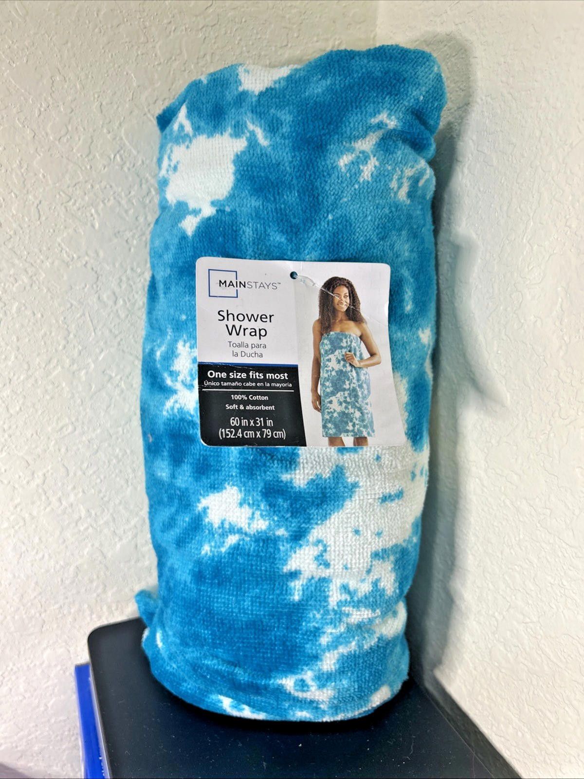Designer Shower Wrap 60"X31" W/MATCH Hair Wraps Dye Blue 11”X25” 2PCK Size ONE SIZE - 3 Thumbnail