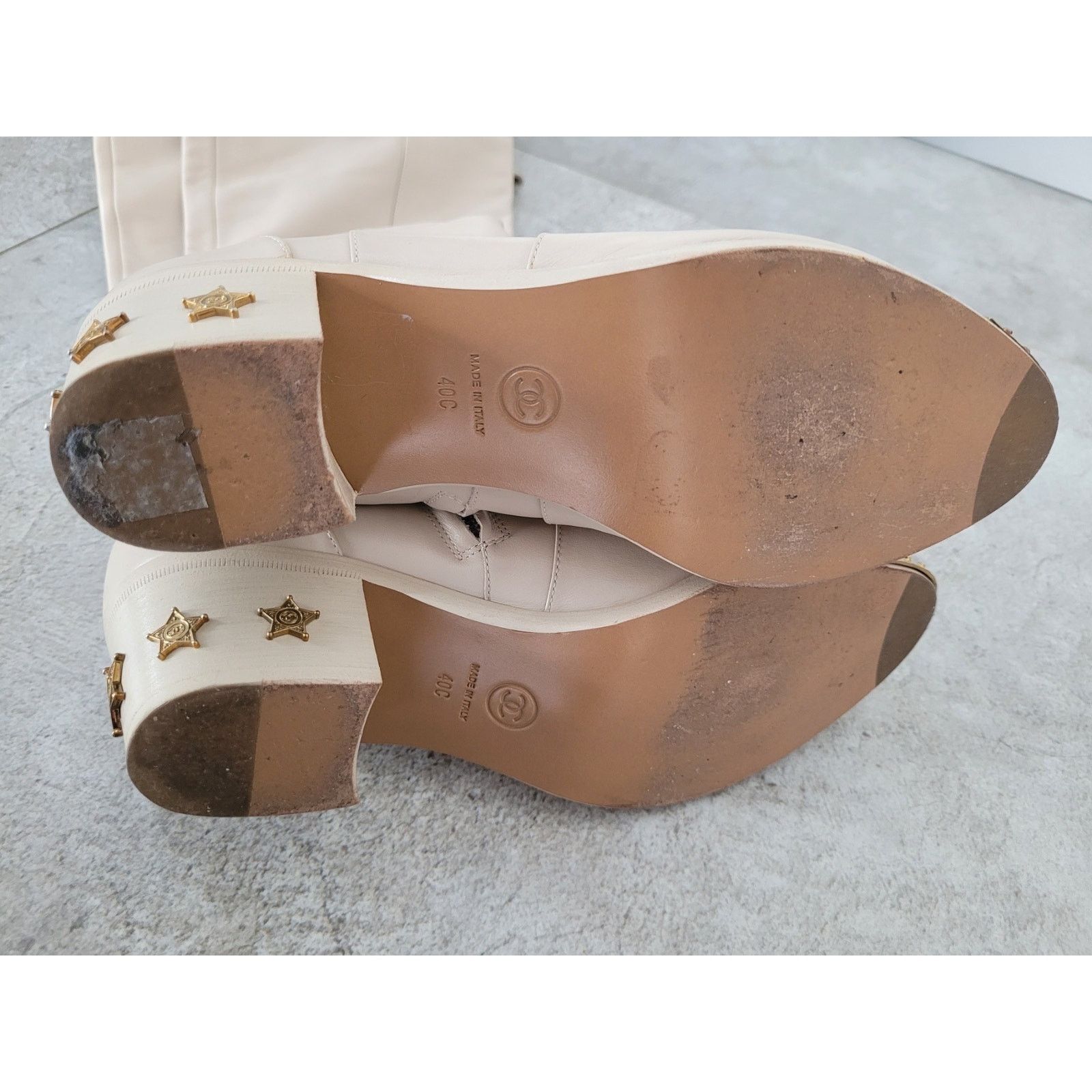 Chanel Chanel Beige Leather Paris Dallas Thigh High Boots Sz. 40 Size US 9 / IT 39 - 18 Thumbnail
