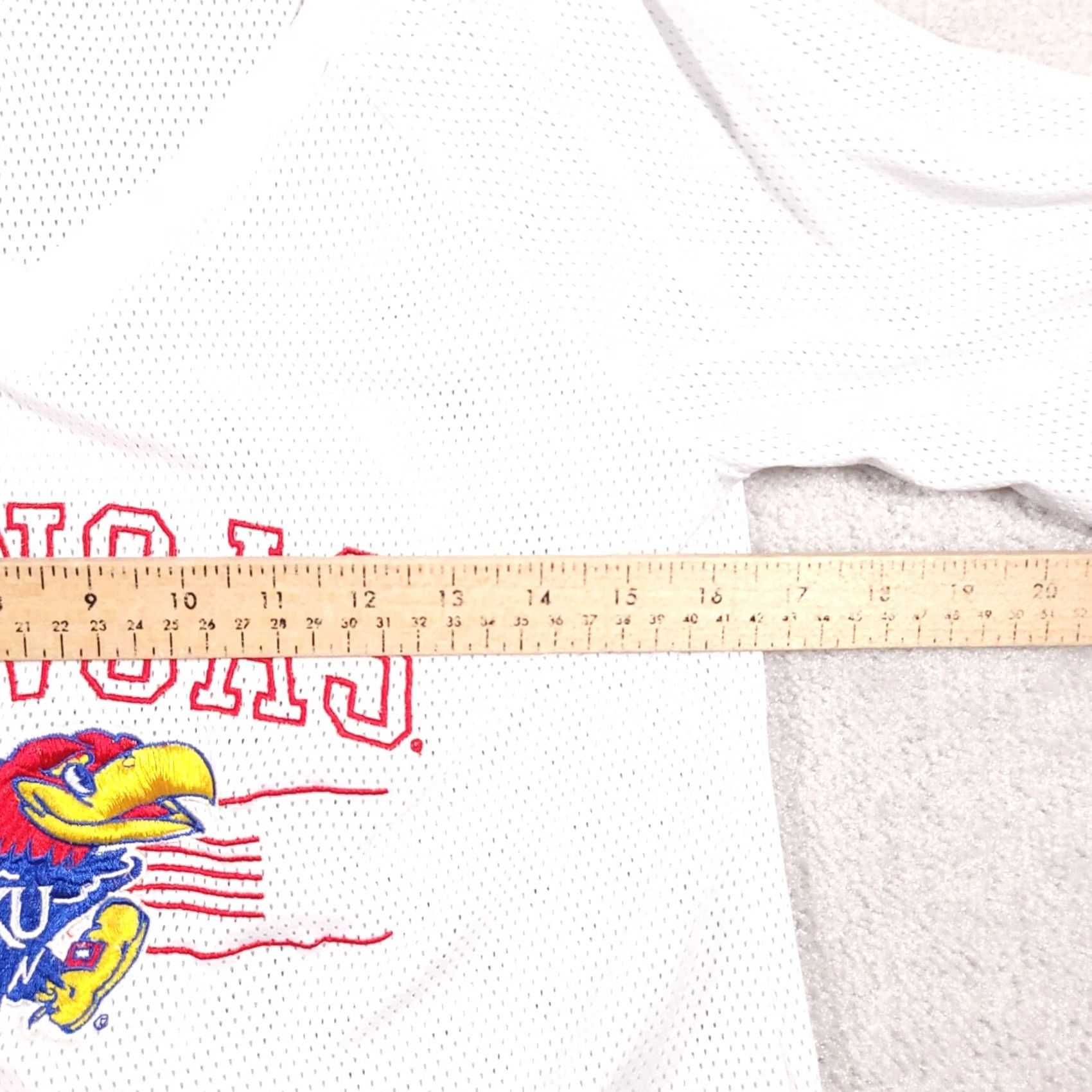 Vintage Kansas Jayhawk KU Dress Women's Small White Short Sleeve T-Shirt V Neck Size M / US 6-8 / IT 42-44 - 6 Thumbnail