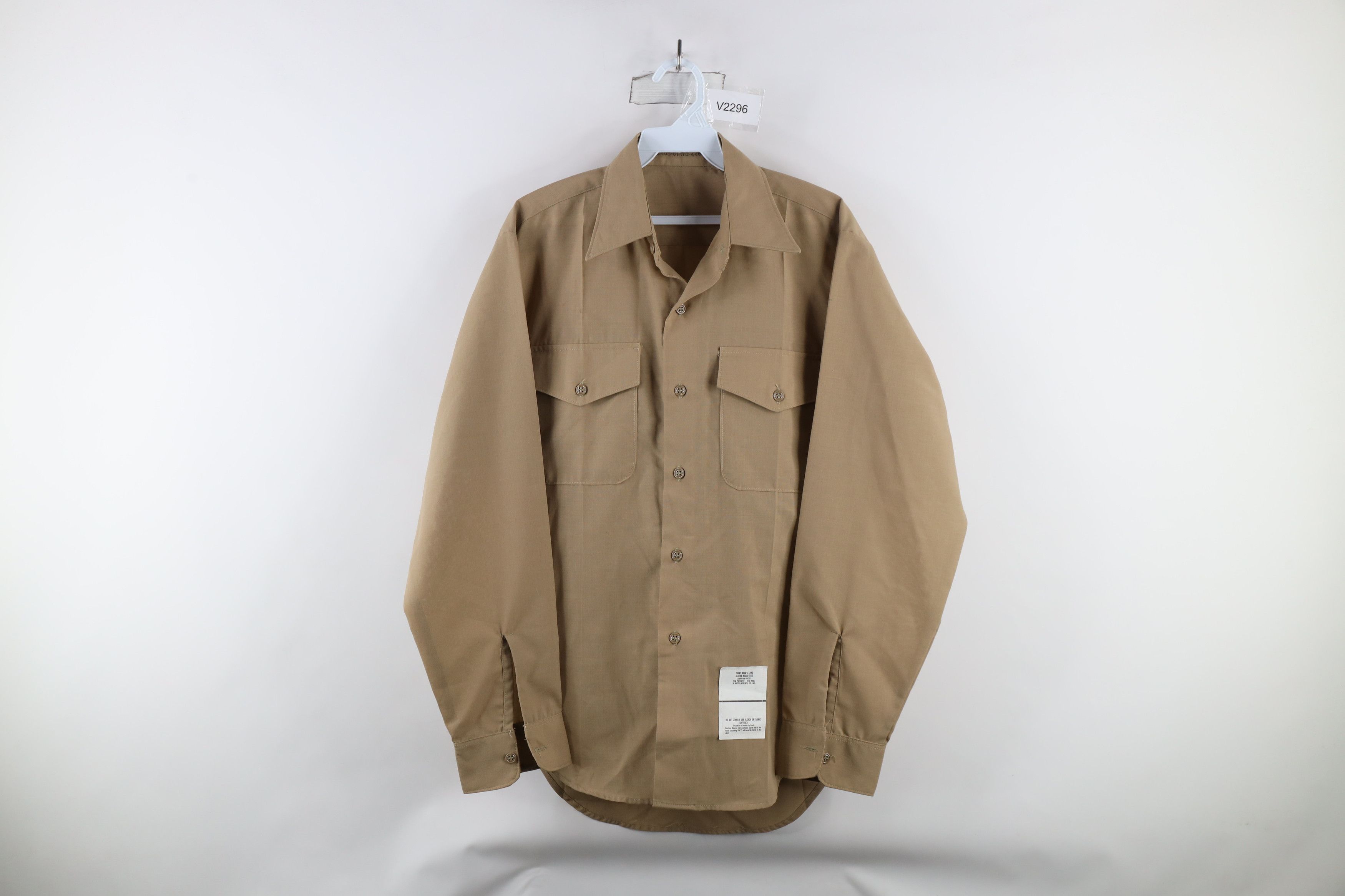 Vintage Vintage 90s Military Long Sleeve Button Shirt Khaki USA Size US M / EU 48-50 / 2 - 1 Thumbnail