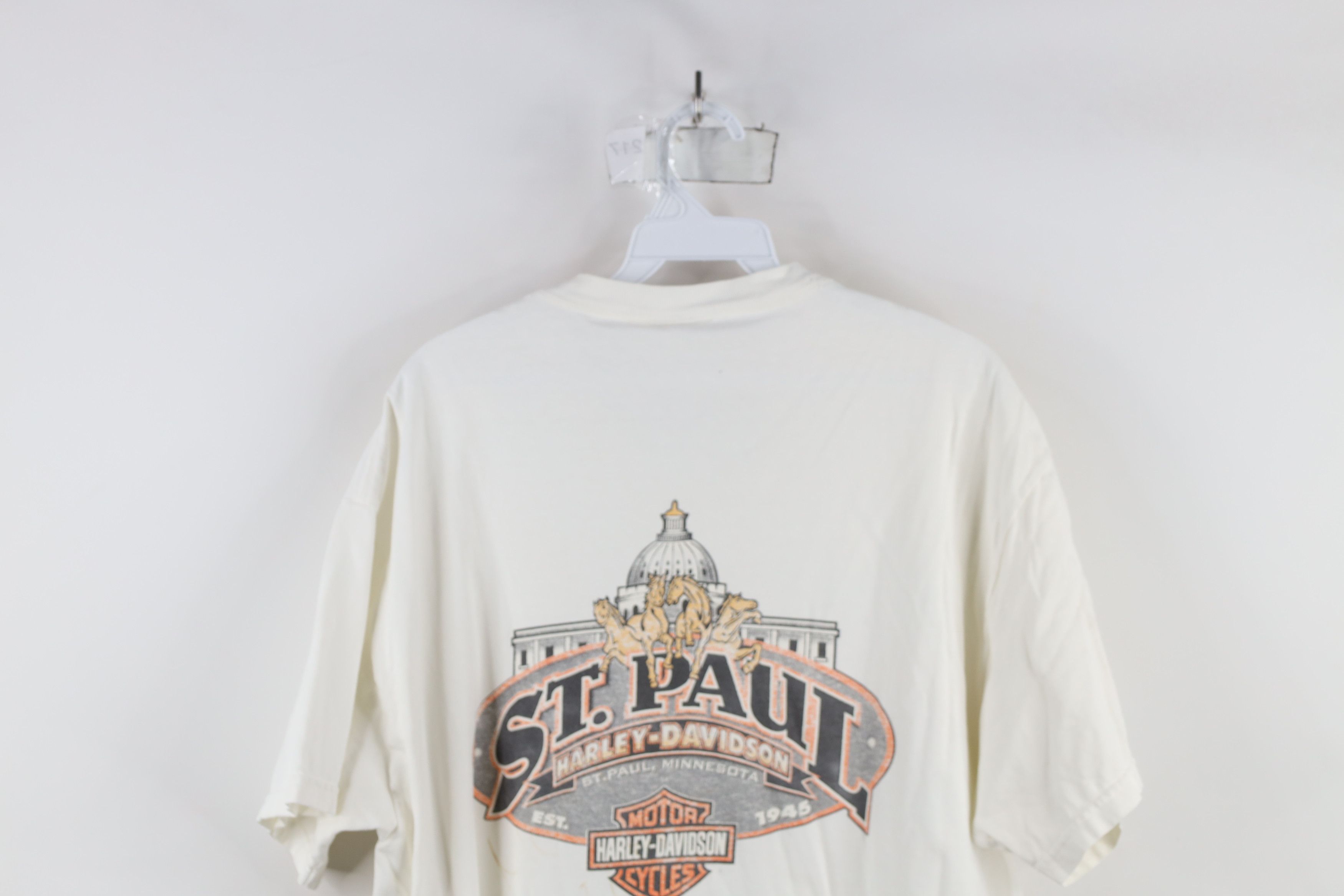 Harley Davidson × Vintage Vintage Y2K 2002 Harley Davidson Spell Out T-Shirt White Size US L / EU 52-54 / 3 - 12 Thumbnail
