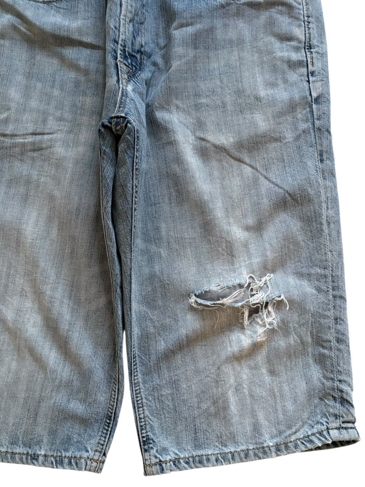 Edwin SALES🔥Vintage Edwin Buckle Back Distressed Baggy Jean Short Size US 35 - 9 Thumbnail