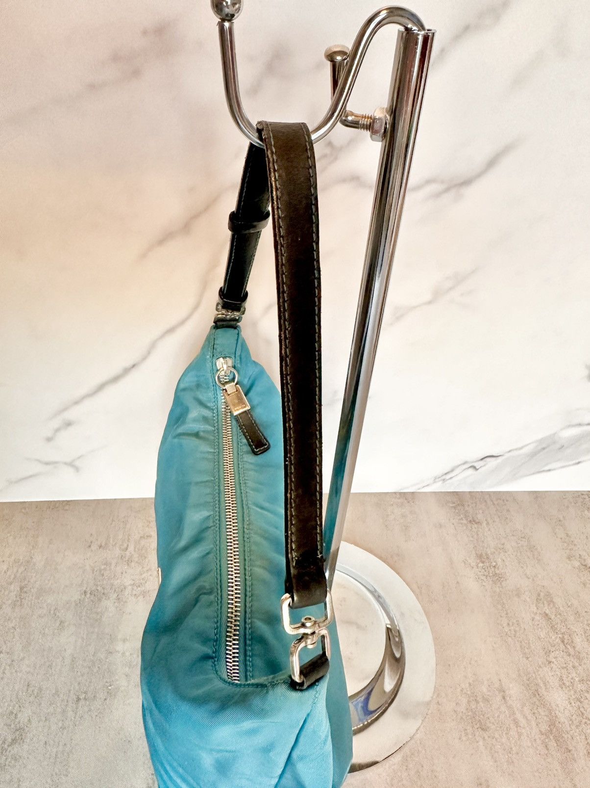Prada Blue Prada Nylon and Leather Pochette Size ONE SIZE - 7 Thumbnail