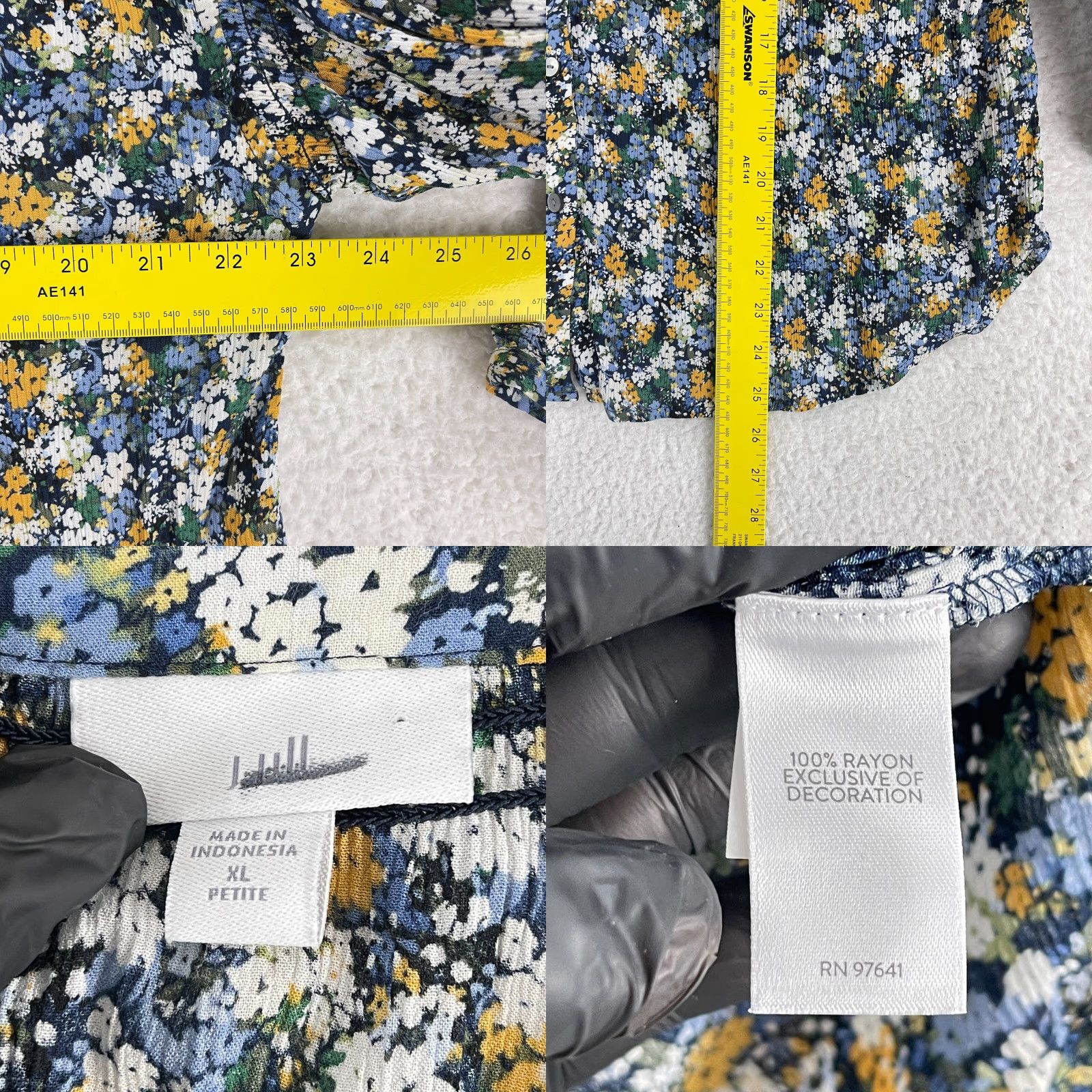 J. Jill J. Jill Petites Blue Floral Print Button-Up Shirt Womens V-Neck Size PXL - Casual Shirt Size XL / US 12-14 / IT 48-50 - 8 Thumbnail
