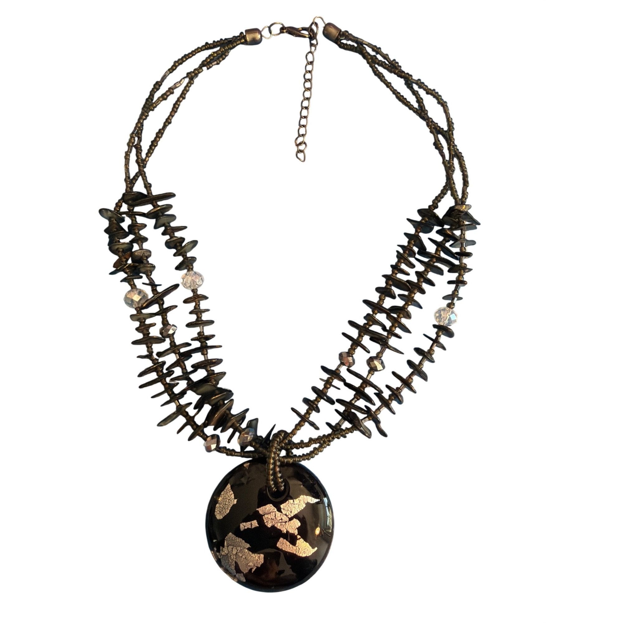 Other Black Glass Shell Seed Bead Multi Strand Necklace Round Dich Size ONE SIZE - 1 Thumbnail