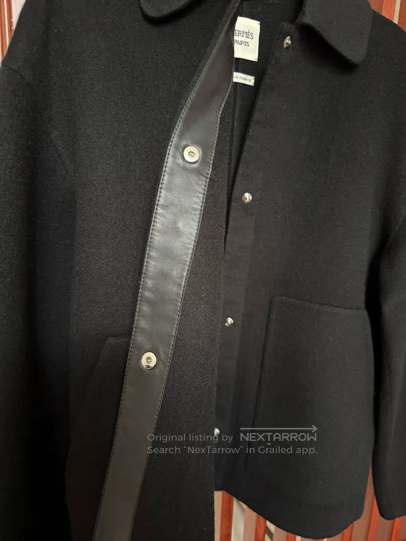 Hermes Hermes Black cashmere coat with patchwork leather Size XS / US 0-2 / IT 36-38 - 5 Thumbnail