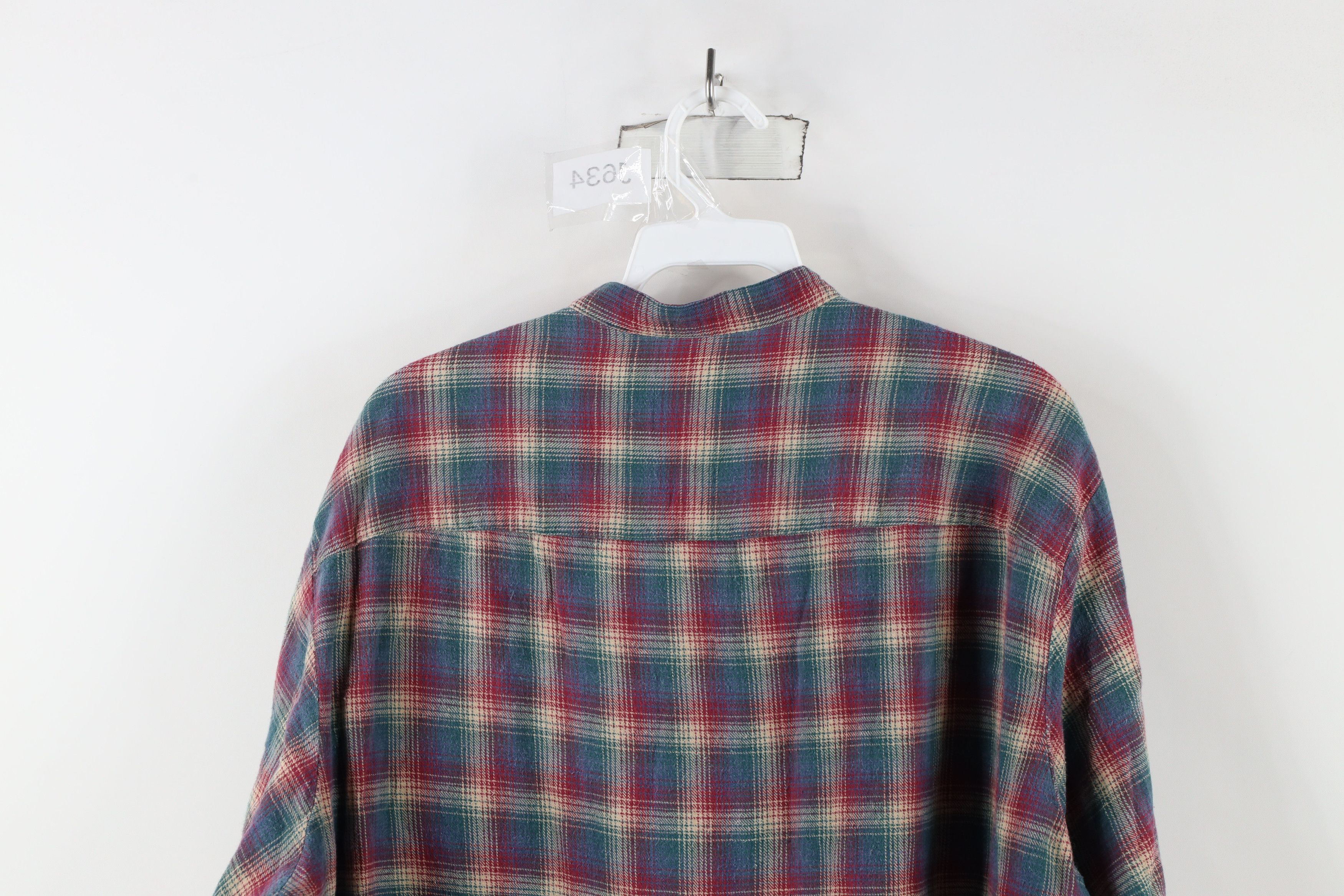 Vintage Vintage 90s Streetwear Flannel Band Collar Button Shirt Size US L / EU 52-54 / 3 - 13 Thumbnail