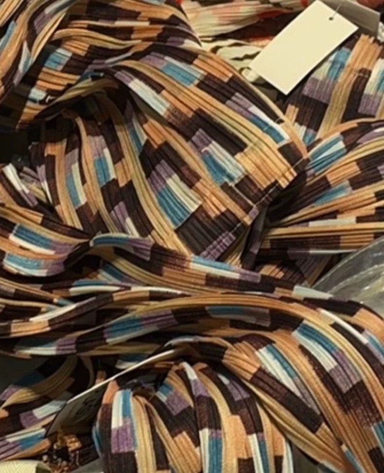 Issey Miyake Issey Miyake size:3 Brown and blue color-blocked pleated t Size 31" - 3 Thumbnail