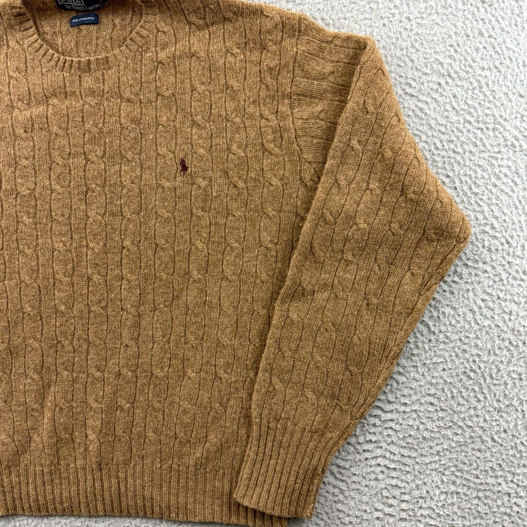 Polo Ralph Lauren Polo Ralph Lauren Sweater Mens XL Brown Cable Knit Wool Pullover Preppy Size US XL / EU 56 / 4 - 5 Thumbnail