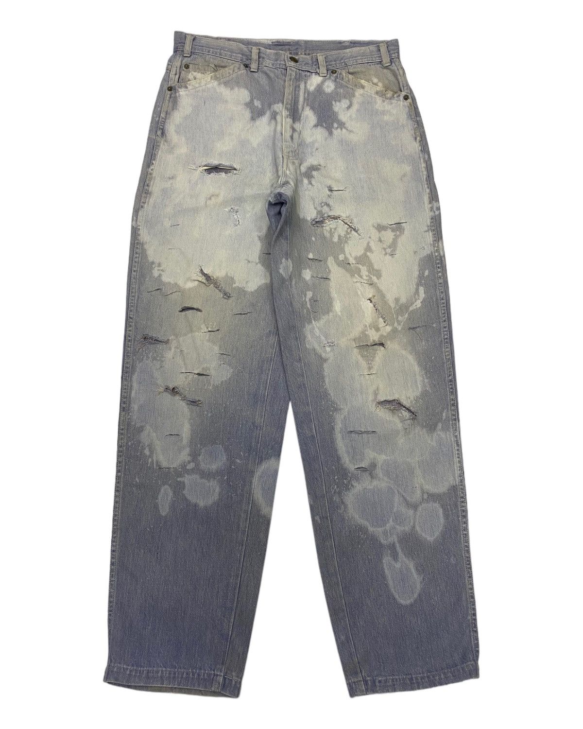 image of Avant Garde x Dezert Japan Baggy Thrashed Distress Denim Baggy Jeans in Blue, Men's (Size 32)