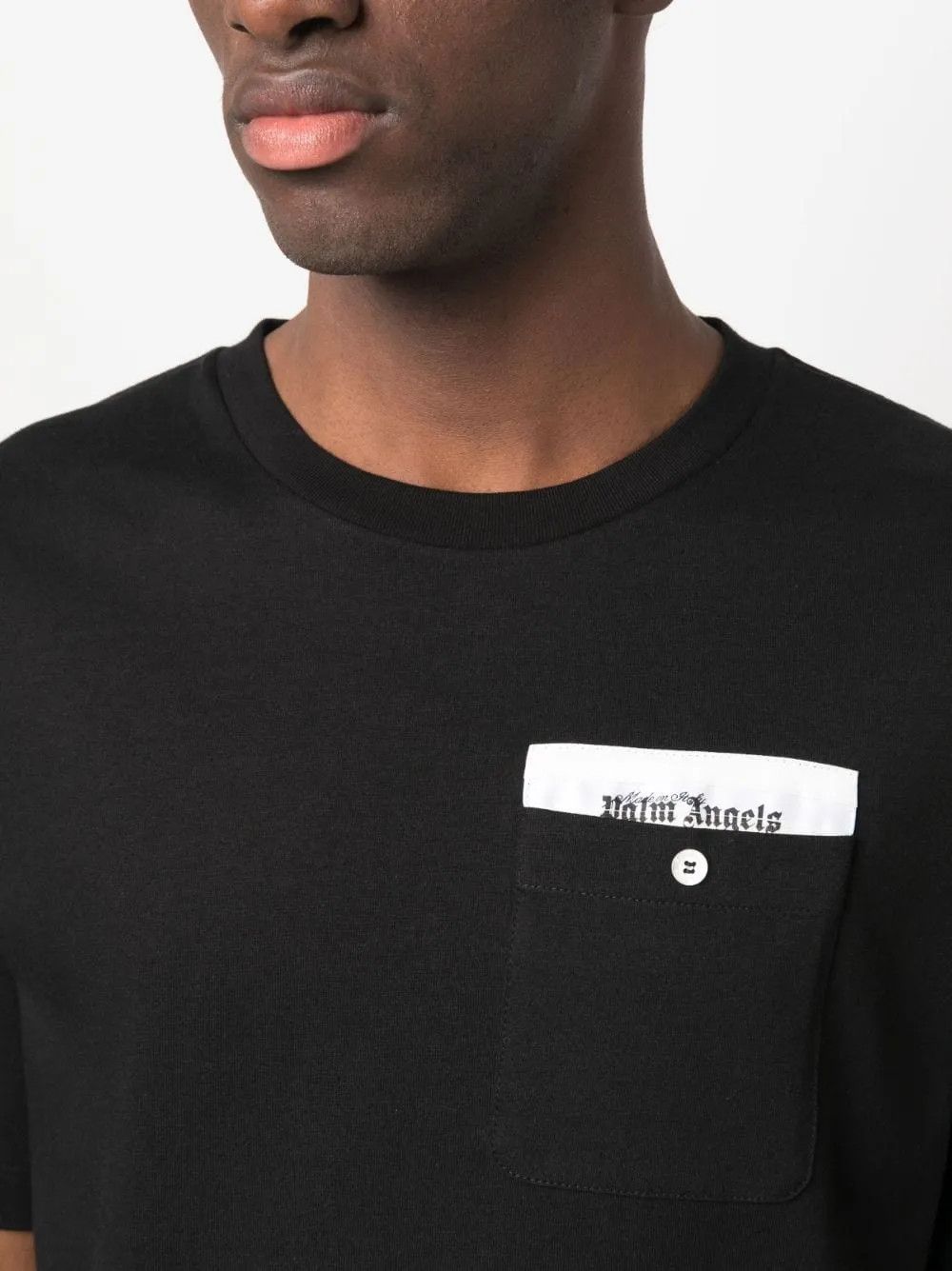 Palm Angels o1y0325 Logo Crewneck T-Shirt in Black Size US M / EU 48-50 / 2 - 2 Thumbnail