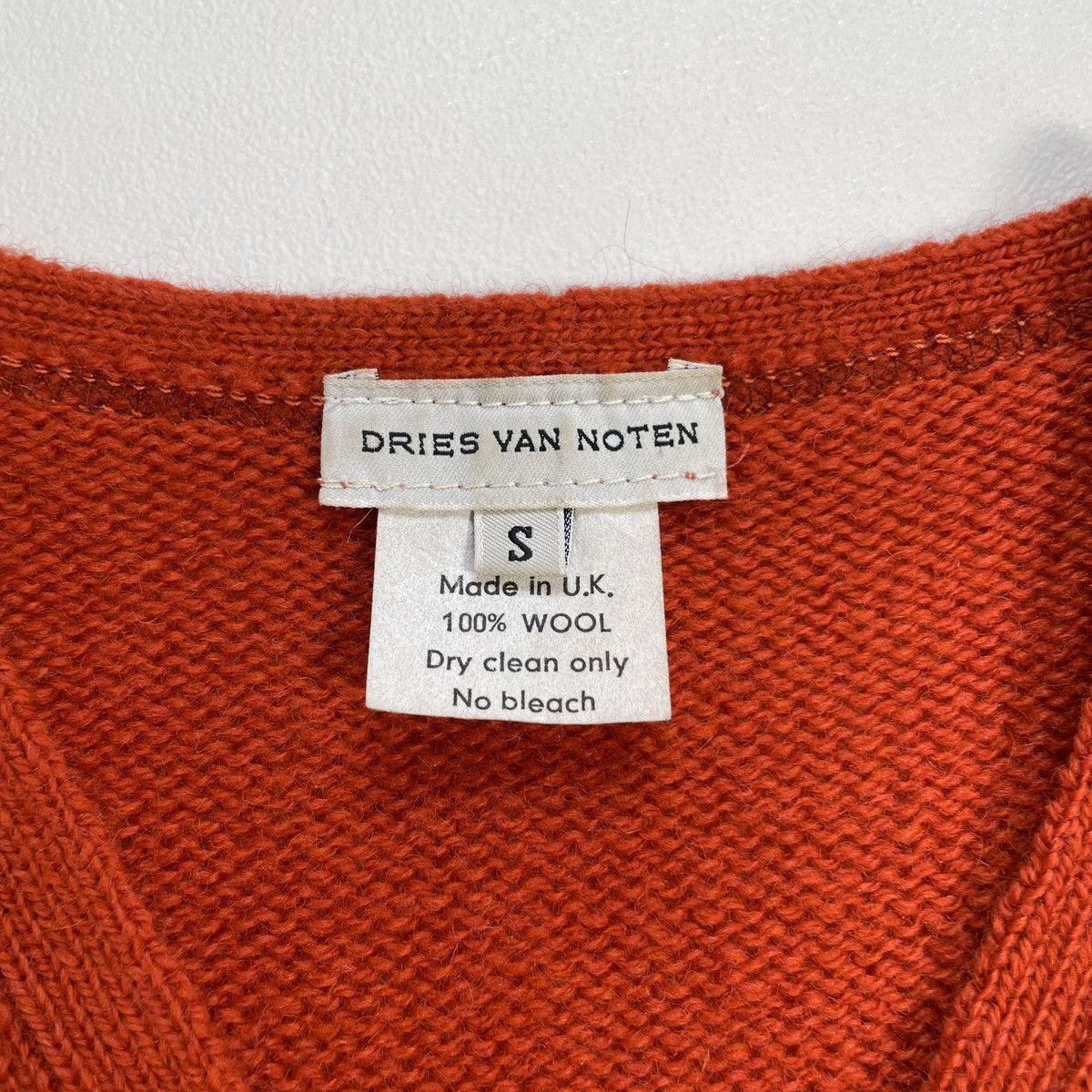 Dries Van Noten Patterned Sleeve Orange Wool Cardigan Size S / US 4 / IT 40 - 5 Thumbnail