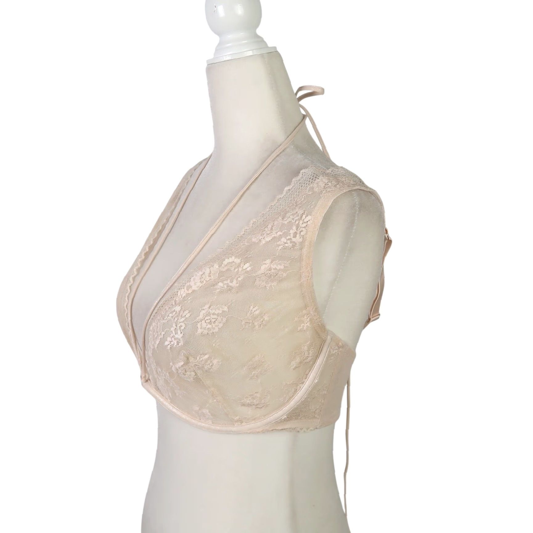 Vintage Savage X Fenty Bra Cream Lace Strappy Bralette Women's 32DD Size ONE SIZE - 3 Thumbnail
