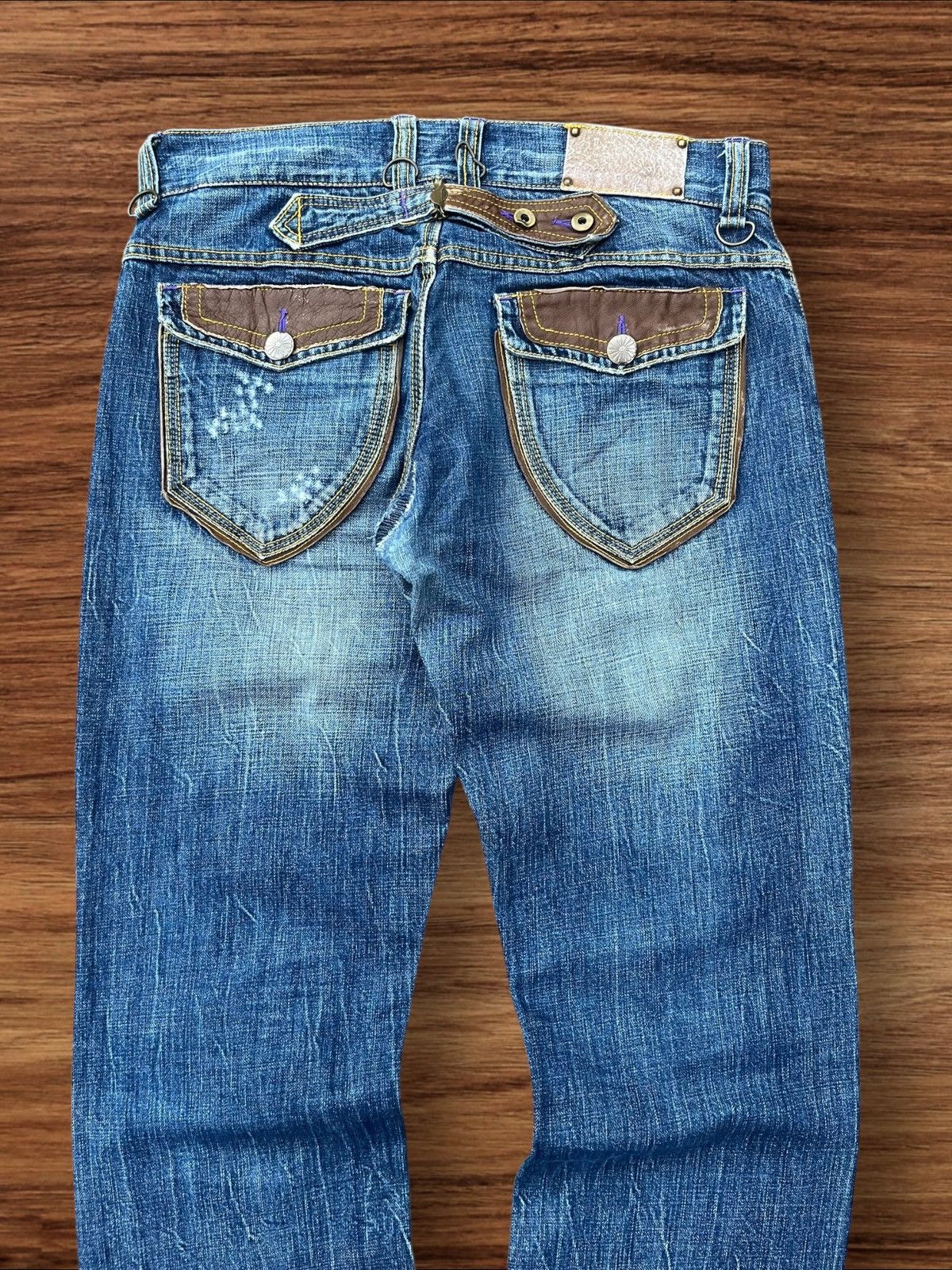Japanese Brand Vintage Japanese Brand Blue Washed Buttonfly Distressed Jean Size US 31 - 4 Thumbnail