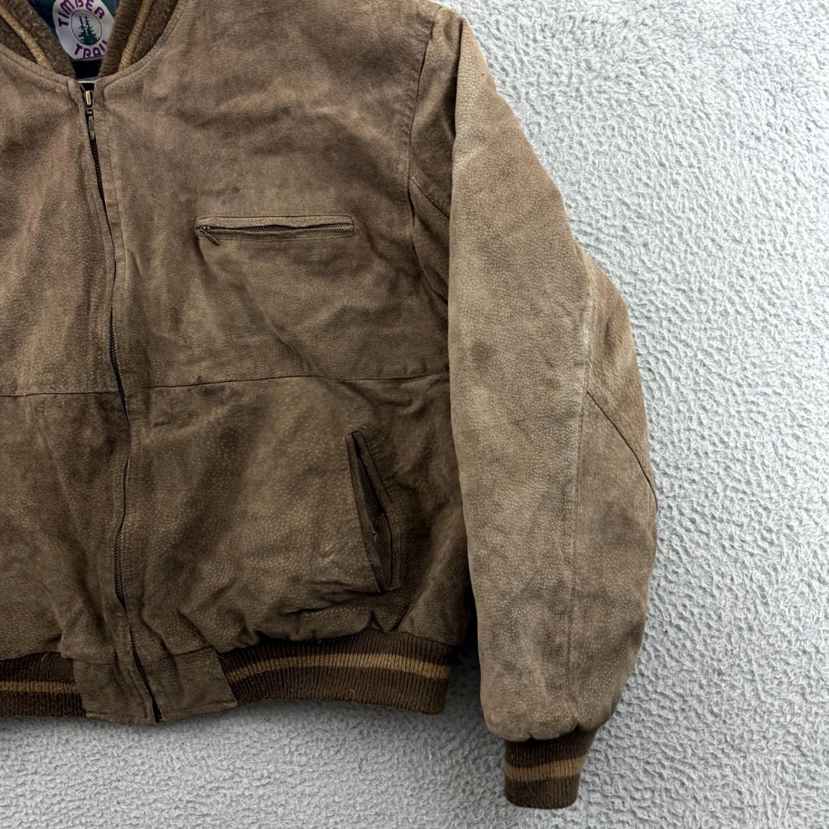 Vintage VINTAGE Timber Trail Jacket Mens 2XL Brown Suede Leather Bomber Full Zip Lined Size XXL / US 16-18 / IT 52-54 - 5 Thumbnail