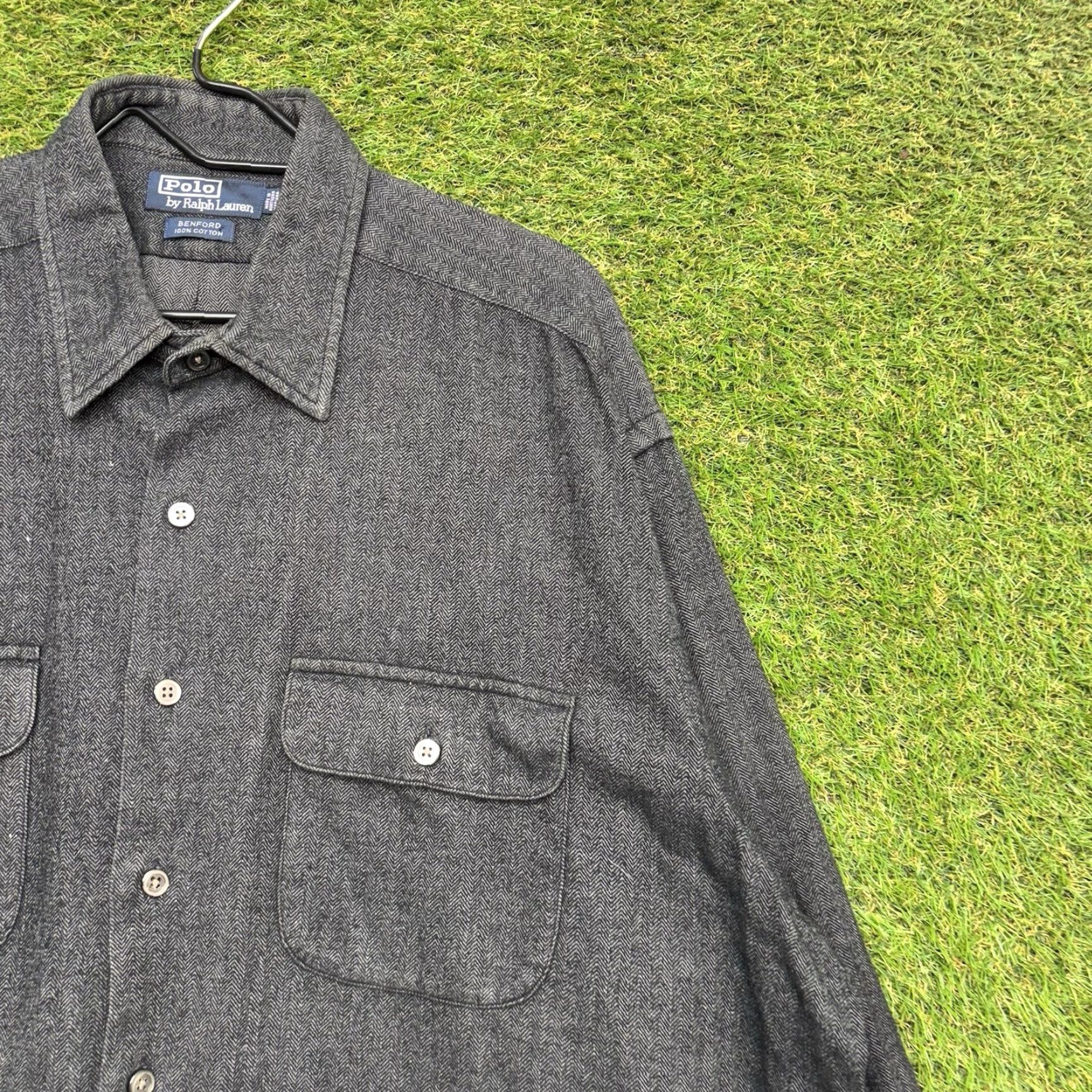 Polo Ralph Lauren VINTAGE Polo Ralph Lauren Benford Shirt Mens XL Herrigbone Long Sleeve 90s Size US XL / EU 56 / 4 - 3 Thumbnail