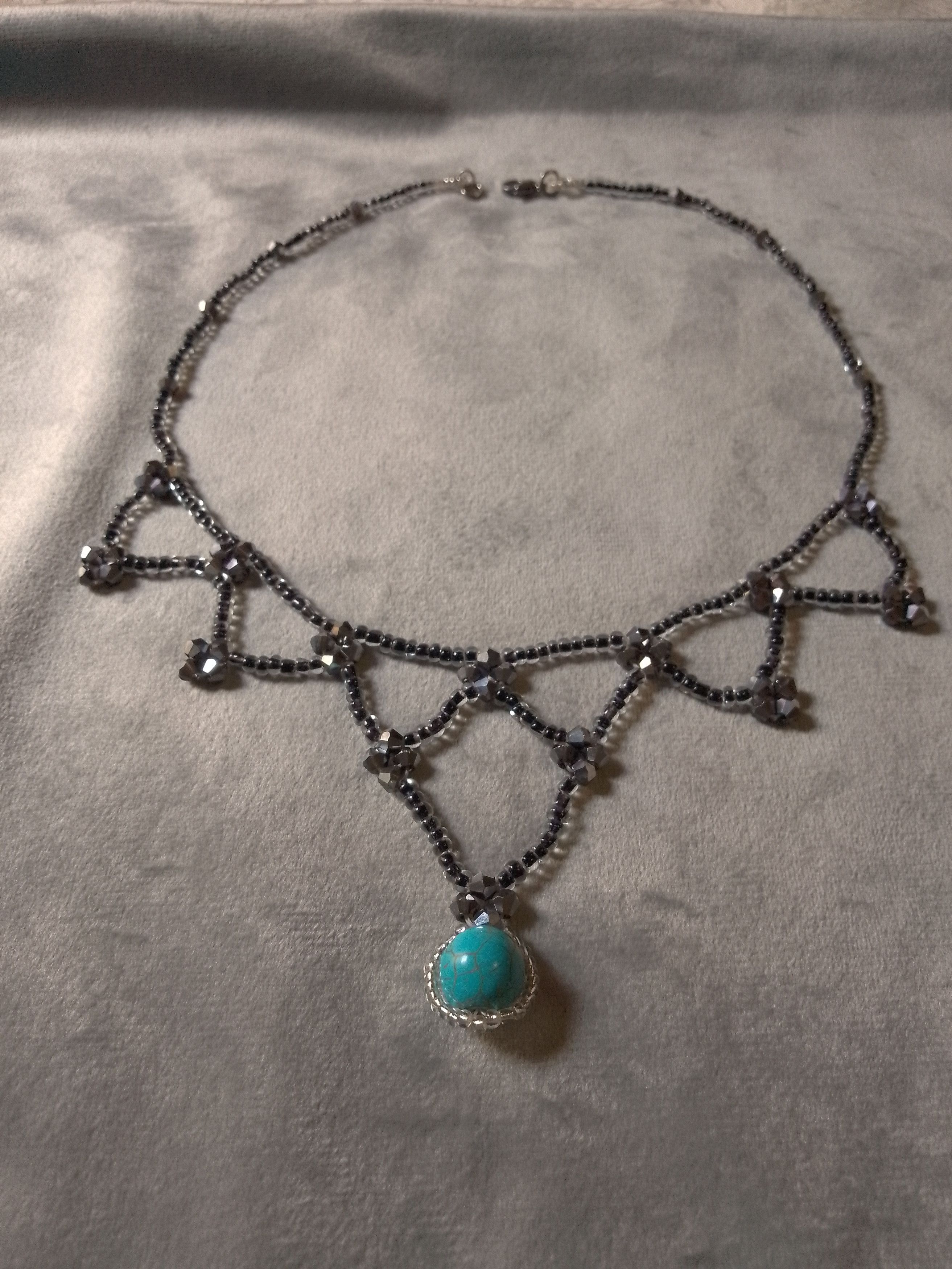 Handmade Black gothic necklace natural turquoise Howlite gemstones Size ONE SIZE - 8 Thumbnail