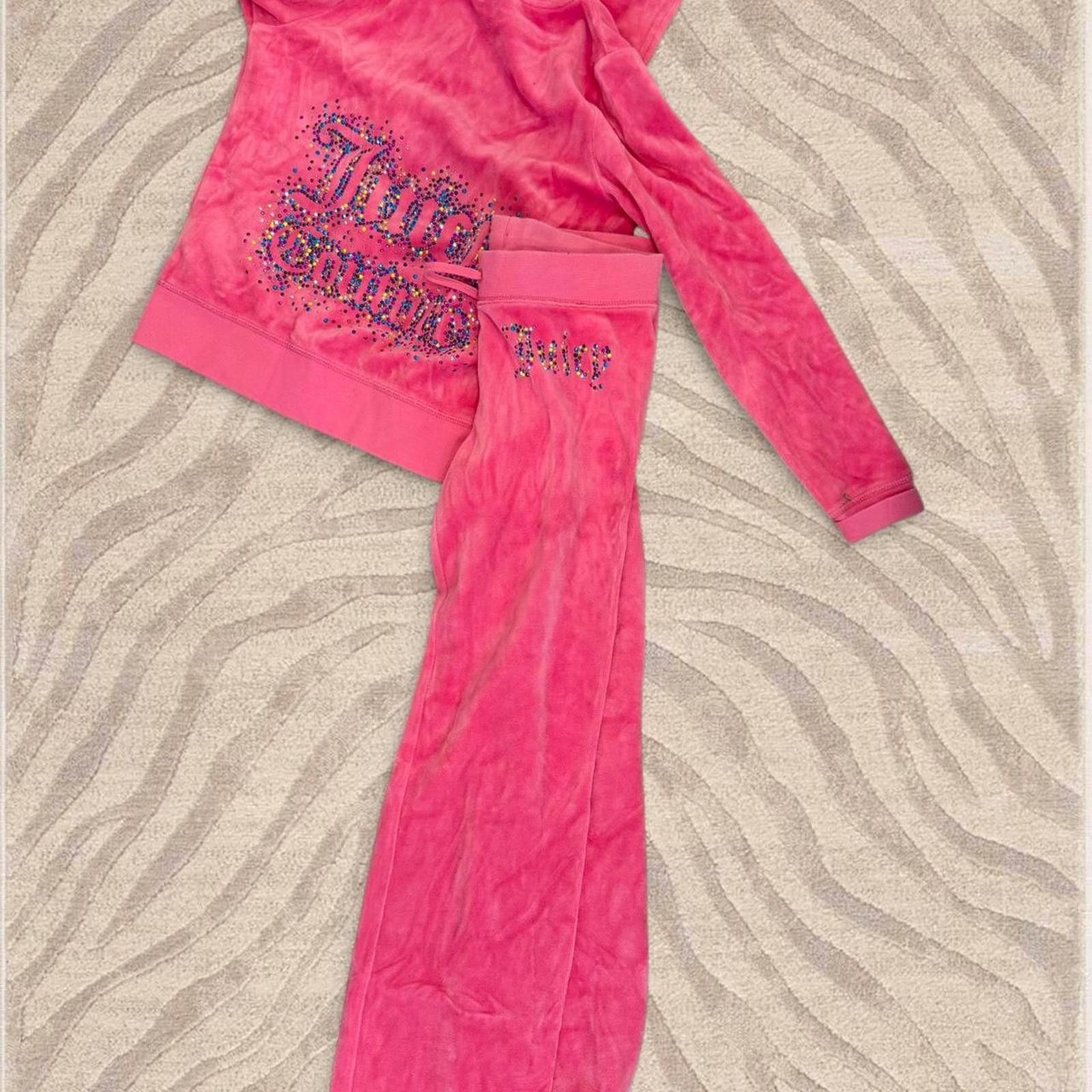 Juicy Couture Jeans Vintage Juicy Couture pink rhinestone velour tracksuit set Size XS / US 0-2 / IT 36-38 - 5 Thumbnail