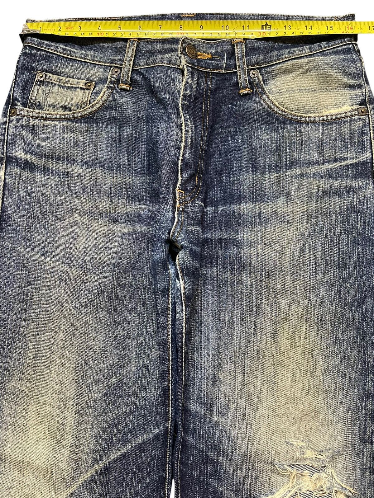 Edwin Vintage 90s Edwin 403 Faded Wash Distressed Loose Jeans Size US 32 / EU 48 - 12 Thumbnail