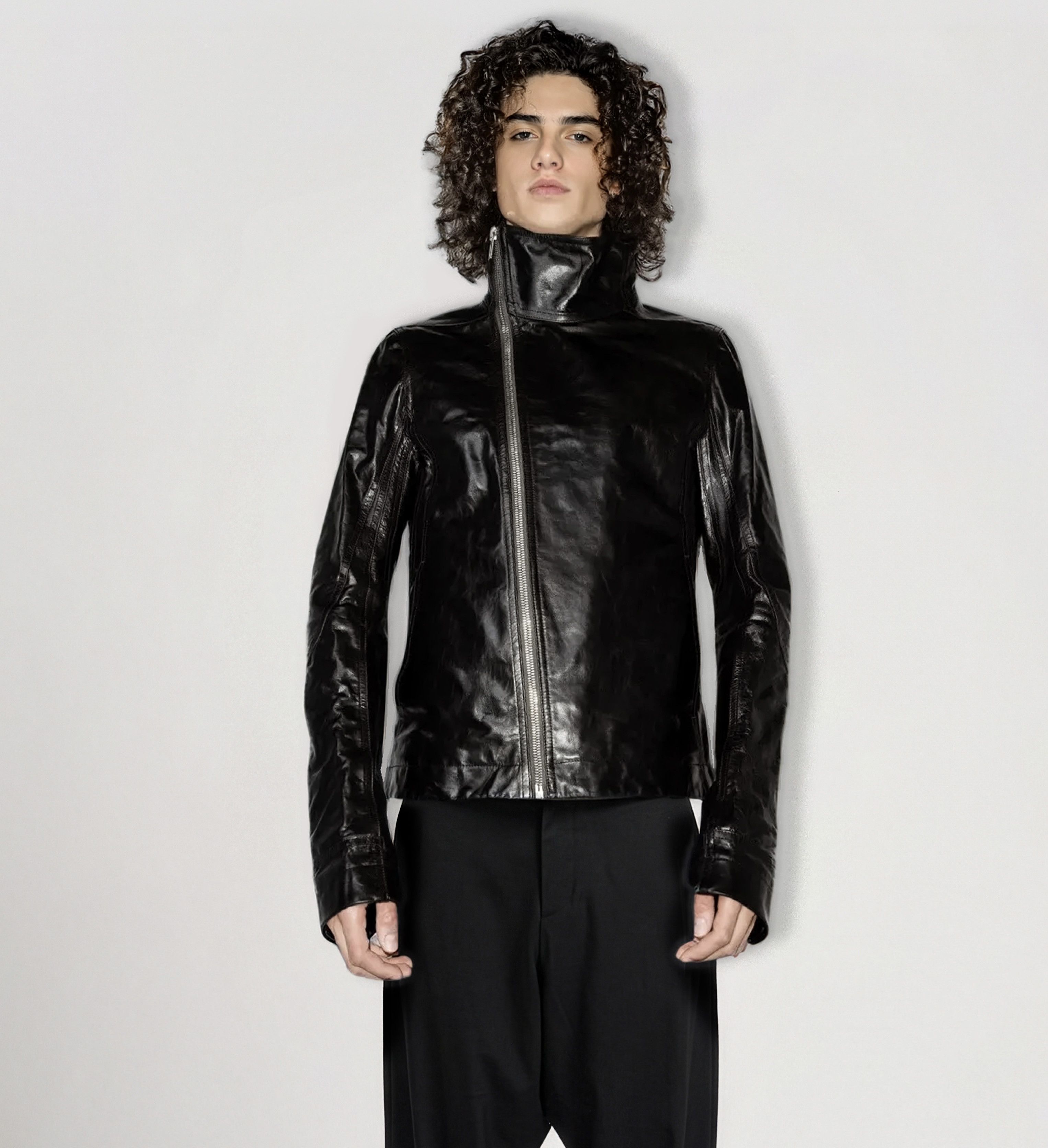 Rick Owens F/W 20 "PERFORMA" Asymmetrical Leather Biker Jacket Size US M / EU 48-50 / 2 - 1 Thumbnail