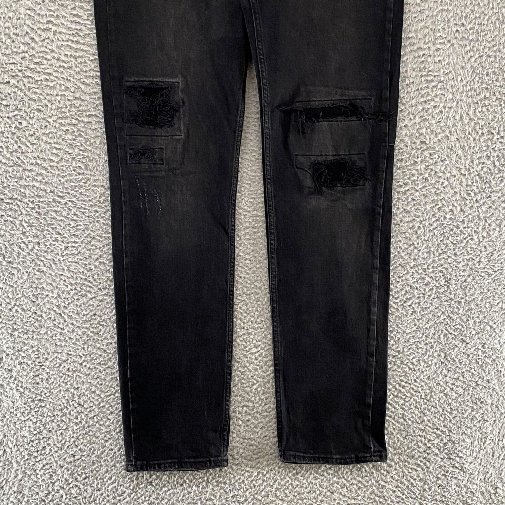 Ksubi Ksubi Jeans Mens 36 Black Distressed Skinny Straight Stretch Denim Button Fly Jeans Size US 36 / EU 52 - 3 Thumbnail