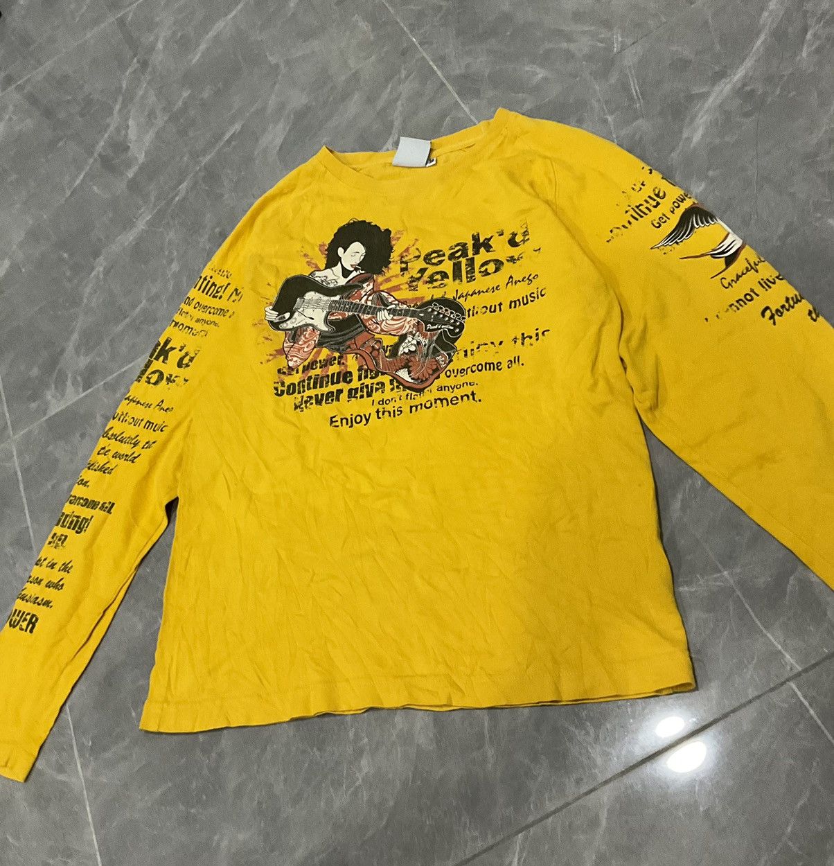 Japanese Brand × Vintage Peak’D Yellow BackHit Long Sleeve Size US S / EU 44-46 / 1 - 5 Thumbnail