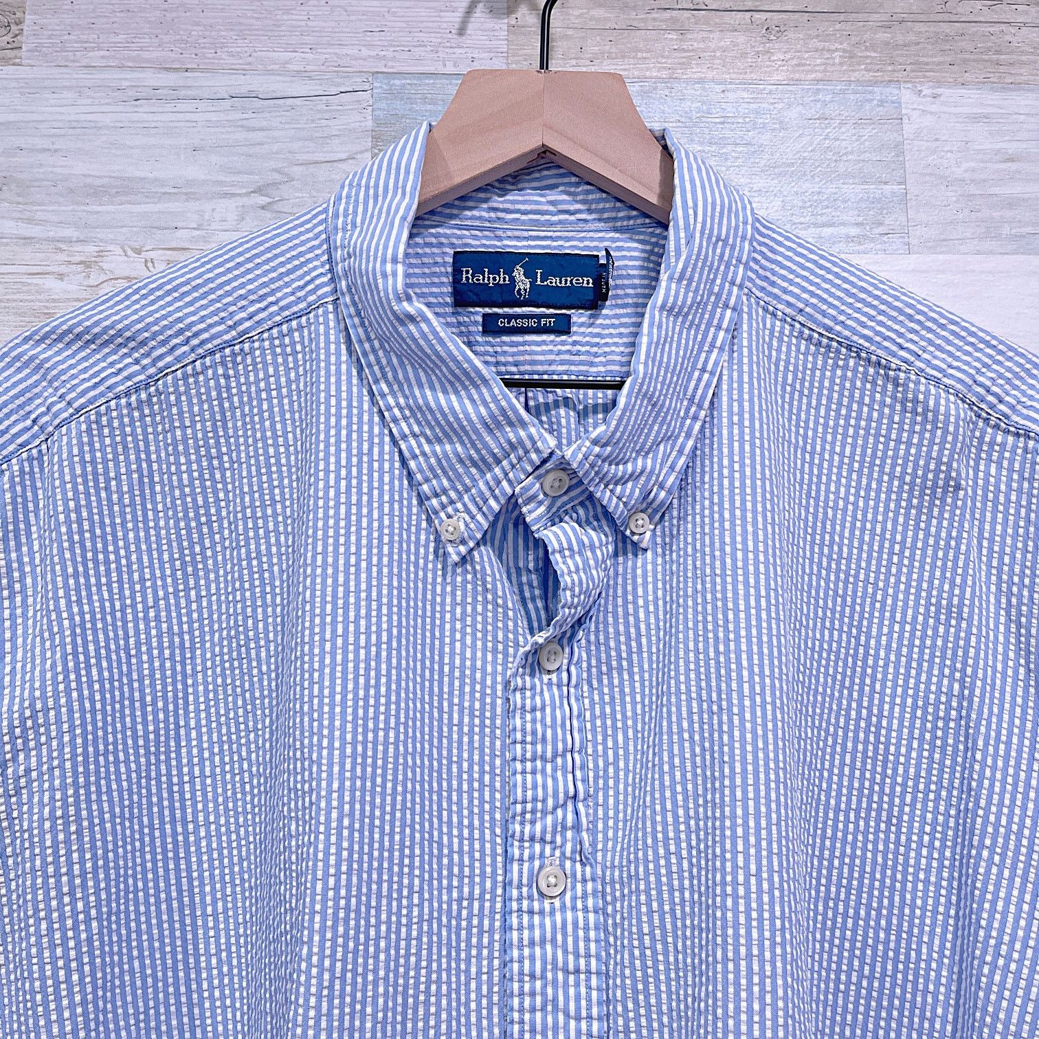 Ralph Lauren RALPH LAUREN Short Sleeve Seersucker Shirt Blue Mens 3XB Size US XXL / EU 58 / 5 - 2 Thumbnail