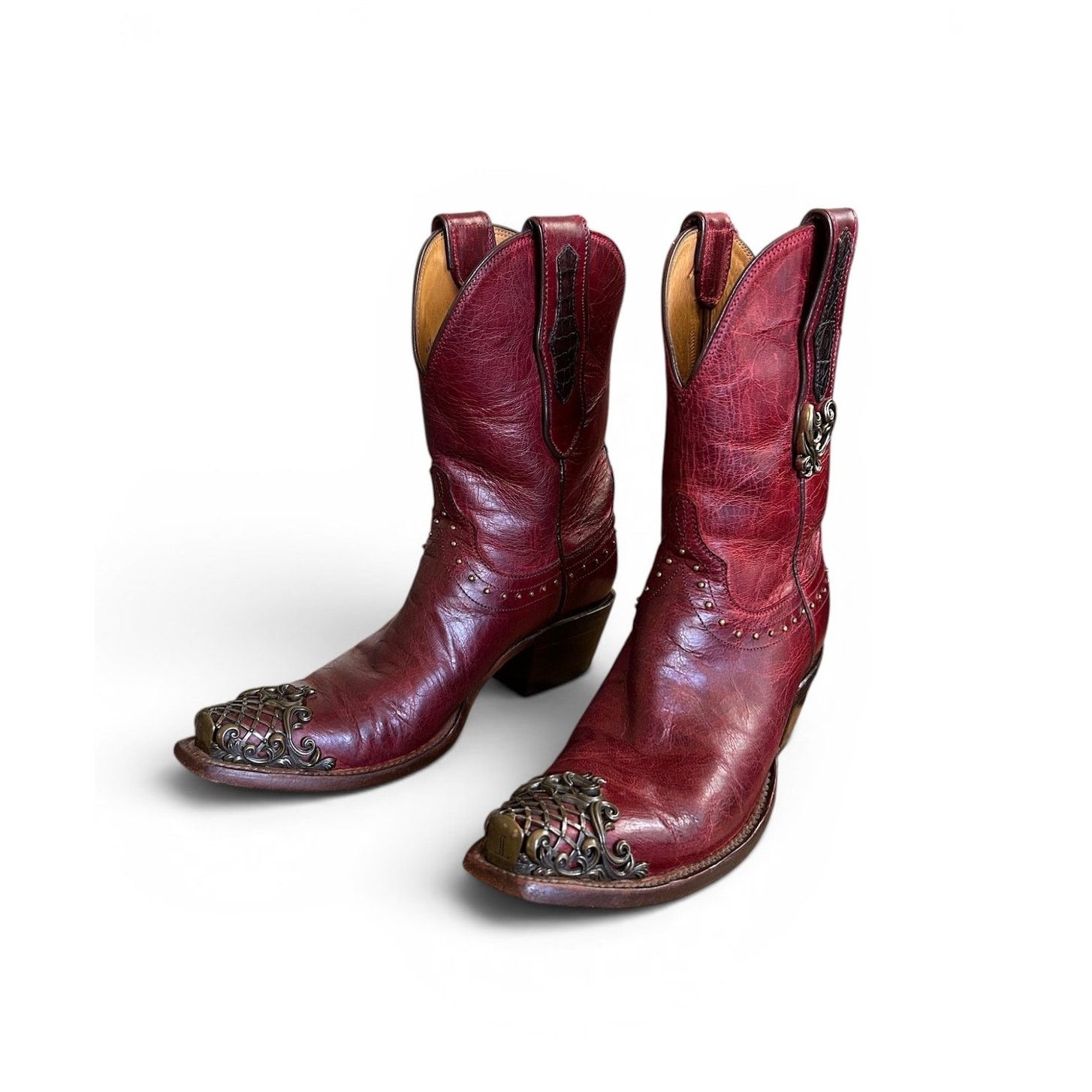 Lucchese Rare Lucchese Classic Filigree Brass Snip Toe Boot Sz 7 Size US 7 / IT 37 - 2 Thumbnail
