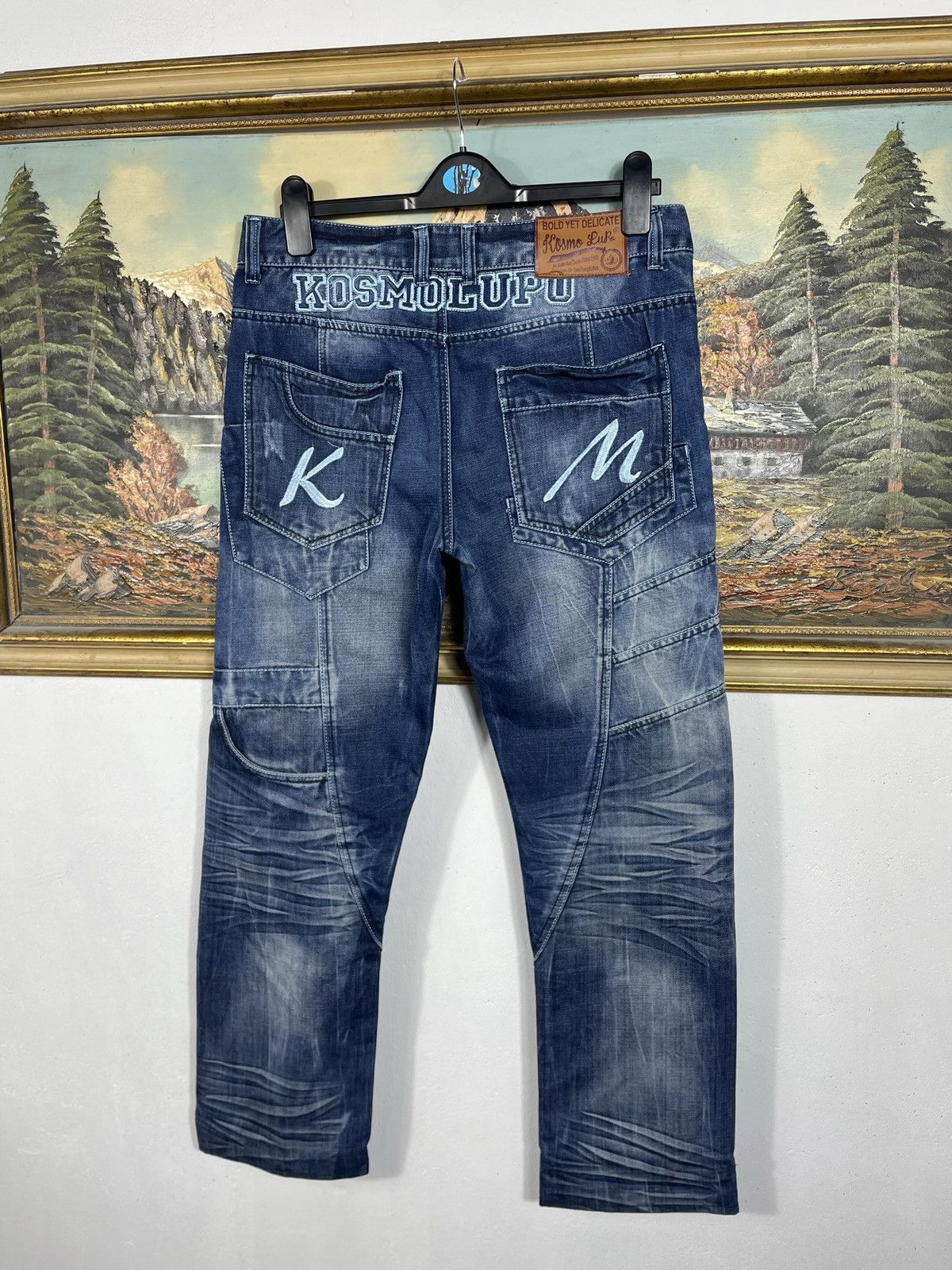 Japanese Brand Kosmo Lupo Black Vintage Denim Jeans Avant Garde Trousers Size US 34 / EU 50 - 9 Thumbnail