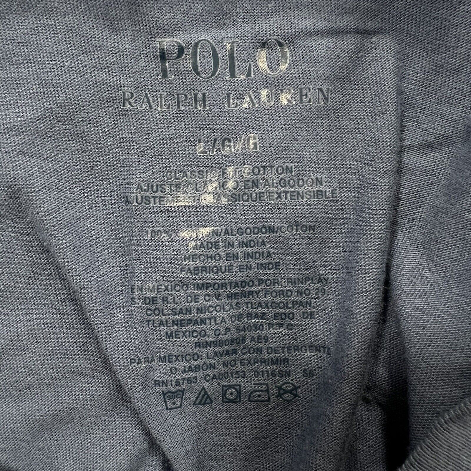 Polo Ralph Lauren Polo Ralph Lauren Large V-Neck Blue T Shirt Navy Pony Logo Size US L / EU 52-54 / 3 - 8 Thumbnail