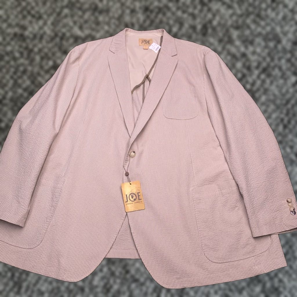 Joseph Abboud Joseph Abboud Sport Coat 3X Tan Striped Seersucker Blazer New Mens Size 48R - 1 Thumbnail