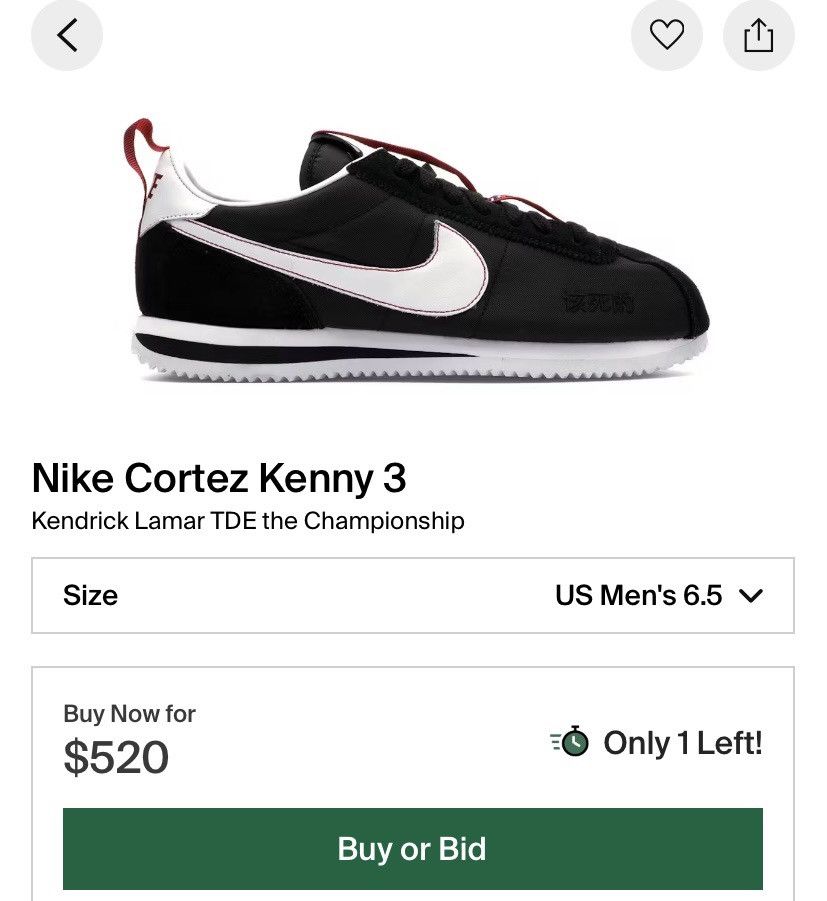 Nike Kendrick Lamar Cortez Kenny 3 Championship ‘Bet ItBack’ Size US 6.5 / EU 39-40 - 8 Thumbnail