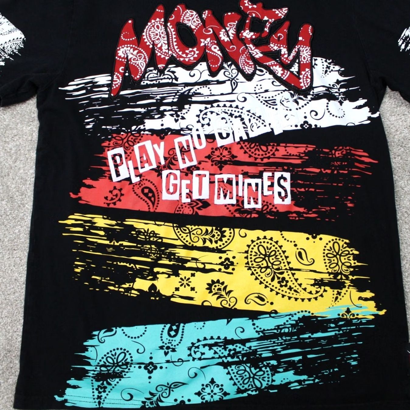 Vintage Switch Remarkable Money Shirt Mens Large Black S/S Cotton Pullover Size US L / EU 52-54 / 3 - 4 Thumbnail