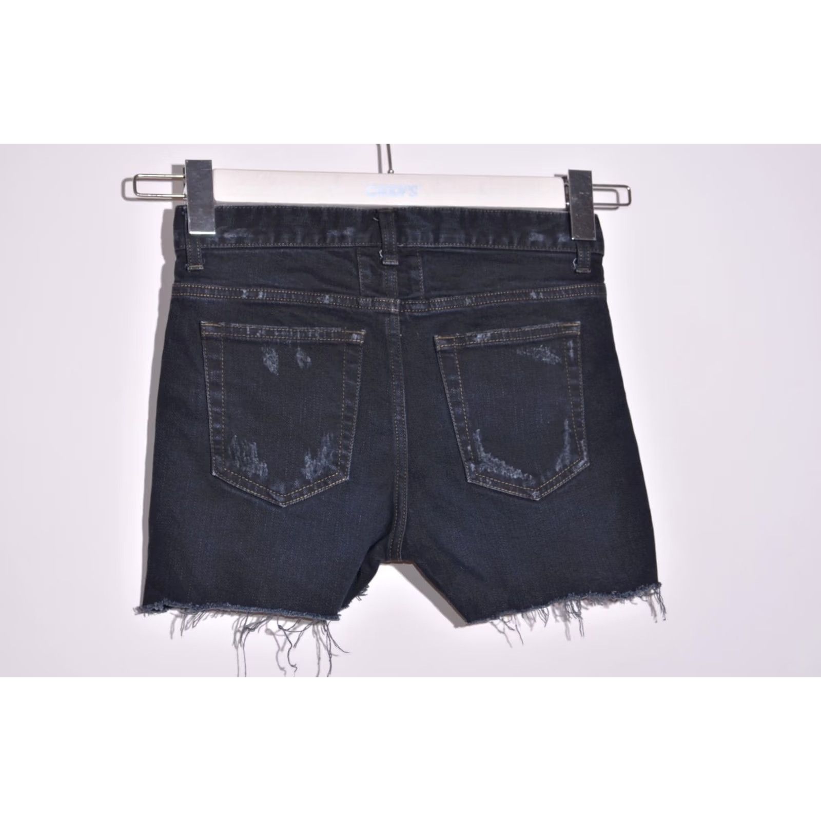 Yves Saint Laurent Saint Laurent Womens Black Distressed Denim Cut Off Shorts 26 Size 26" / US 2 / IT 38 - 2 Thumbnail