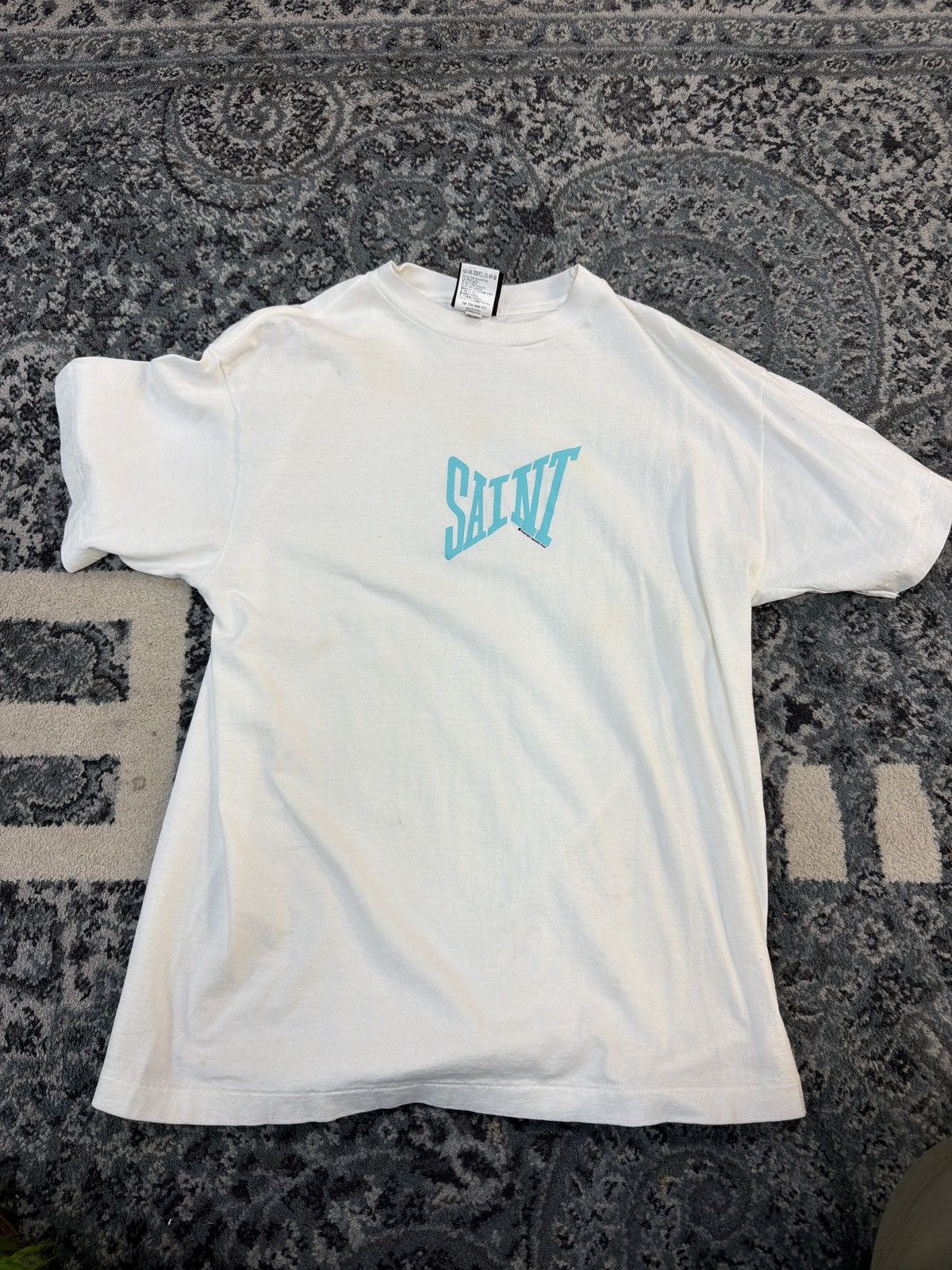 Saint Michael Saint Michael Ribon Saint T-shirt White/Blue | Grailed