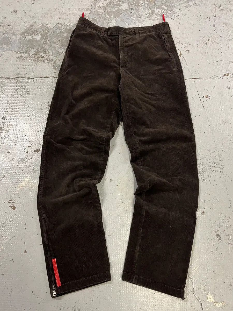 Prada 2000s Prada Linea Rossa Dark Brown Corduroy Pants Size US 30 / EU 46 - 1 Thumbnail
