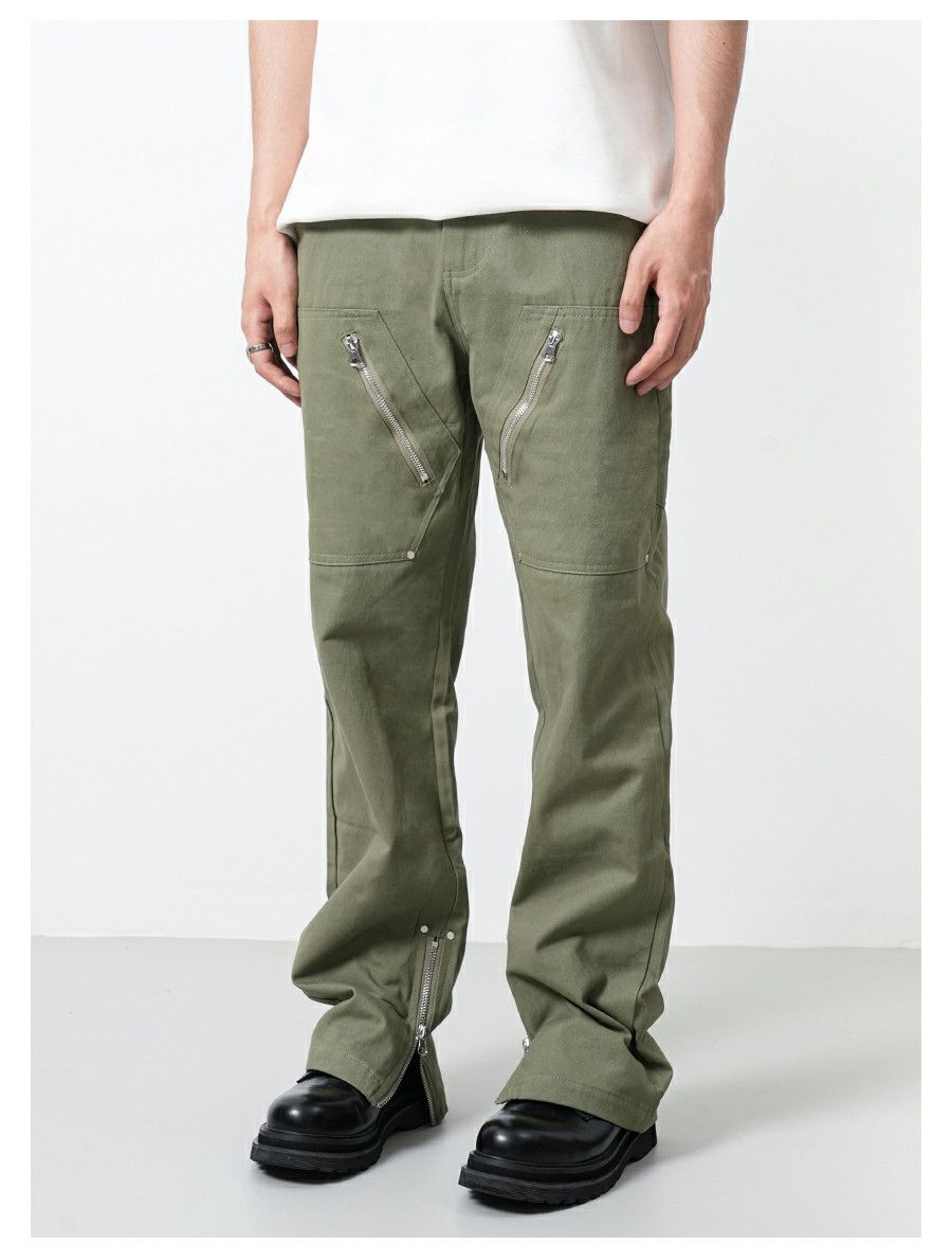 tactical zipper flared utility cargo pants