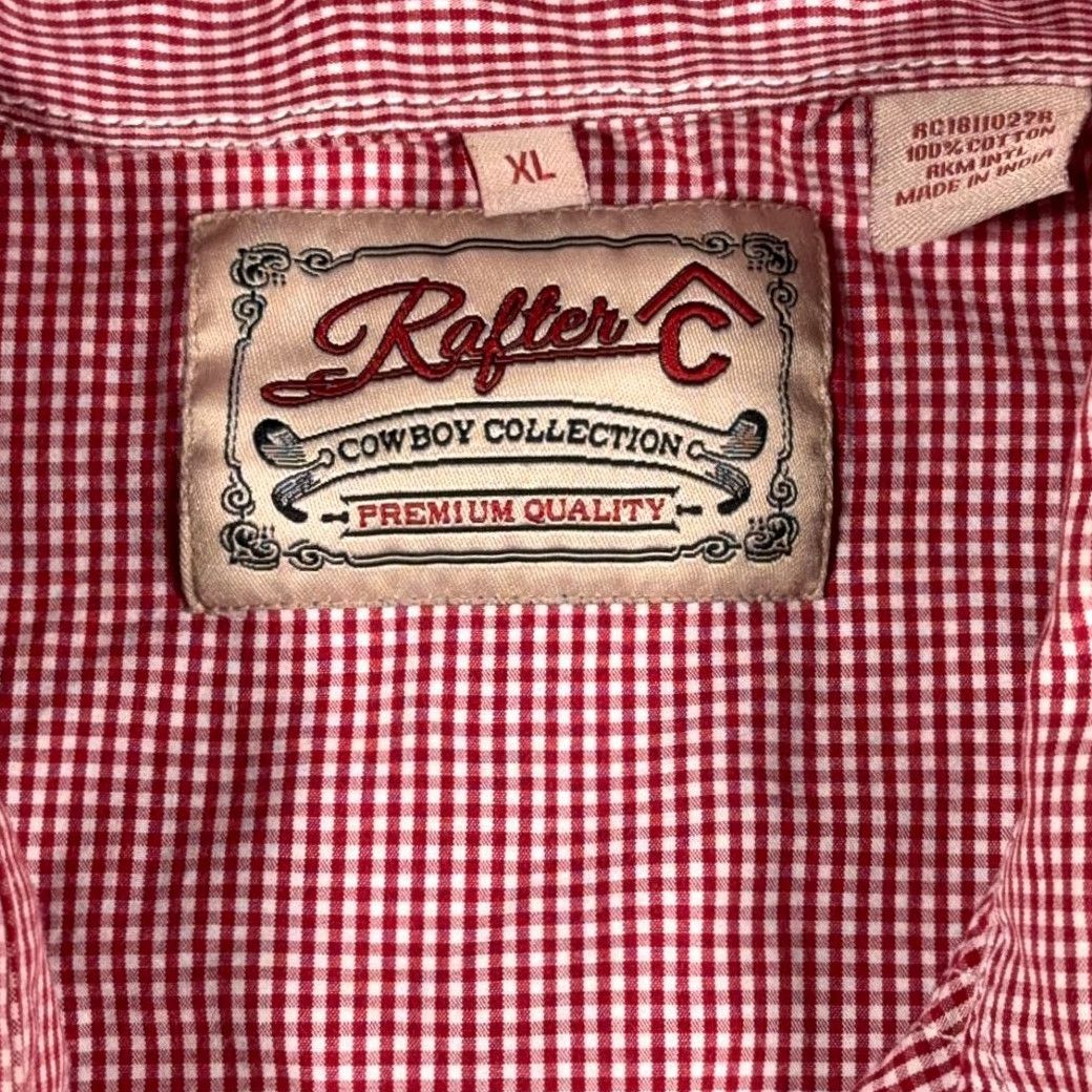Vintage VINTAGE Rafter C Western Shirt Adult XL Red Gingham Plaid Cowboy Collection Men's Shirt Size US XL / EU 56 / 4 - 6 Thumbnail