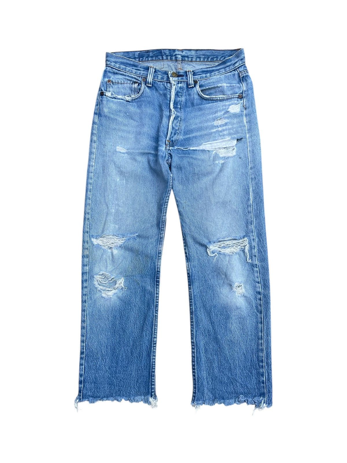 Levi's Vtg 70s Levi’s 501 Jeans - Distressed - Red Tab ® - Hem Cut Size US 32 / EU 48 - 1 Thumbnail