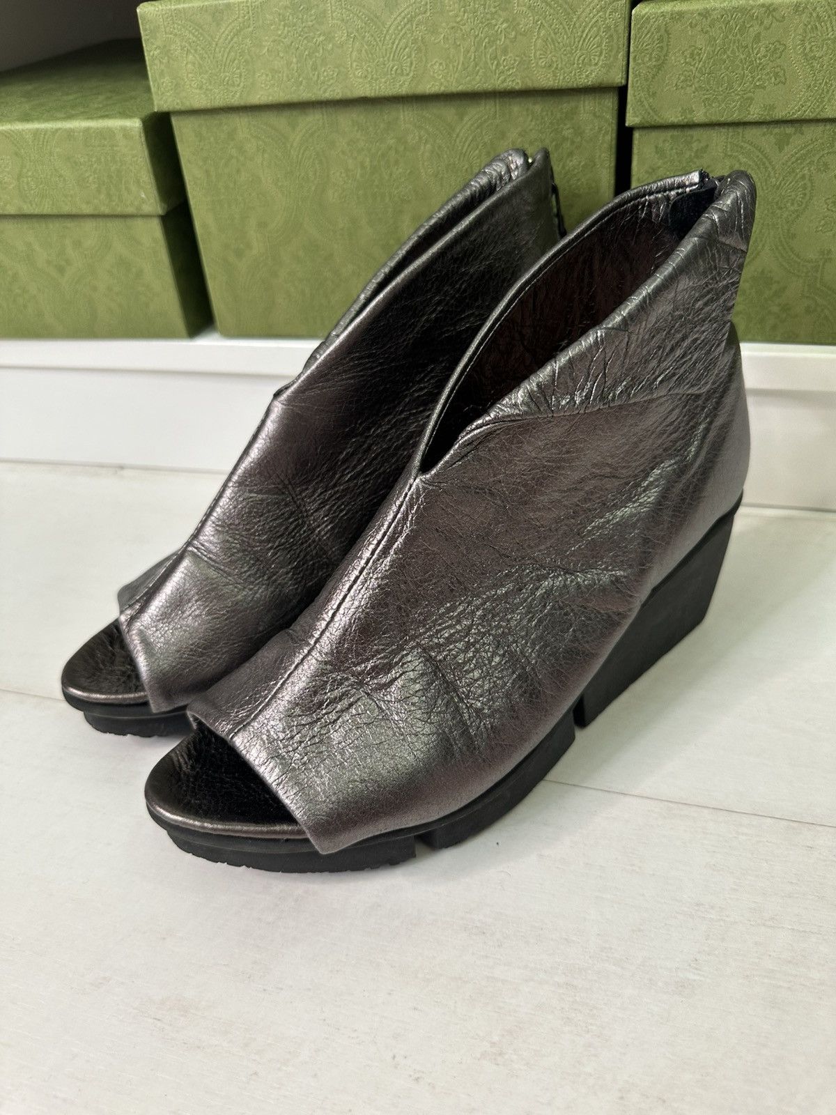Trippen Trippen leather silver sandals Size US 8 / IT 38 - 3 Thumbnail