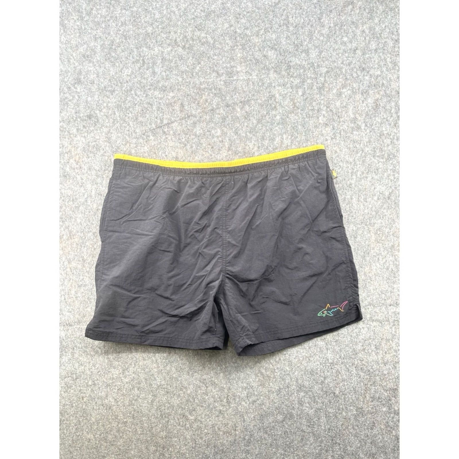 Vintage Greg Norman Men’s Gray And Yellow Shark Golf Swim Trunks XL Bottoms Size US 36 / EU 52 - 2 Thumbnail