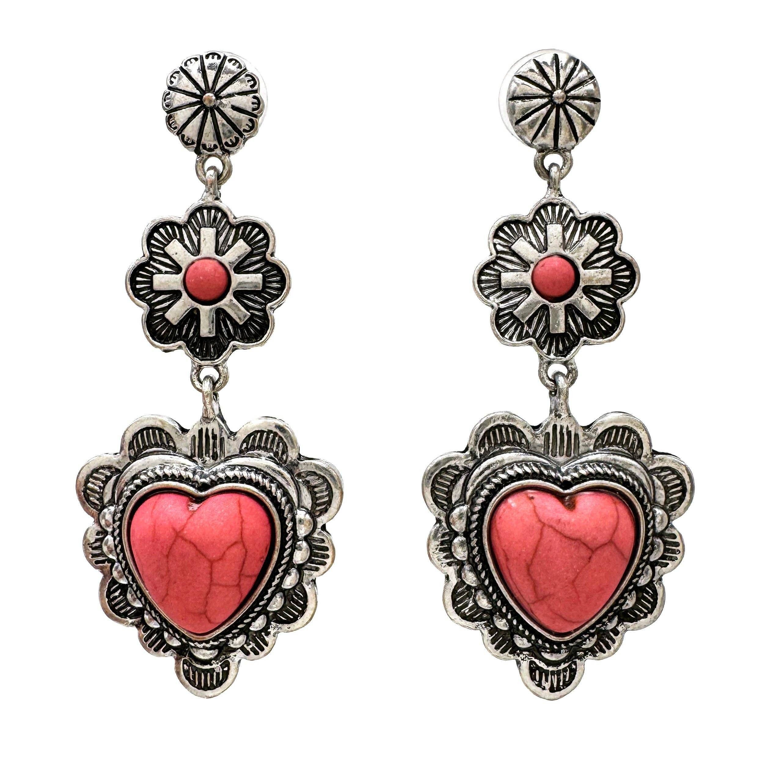 Other Playful Pink Heart Western Charm Earrings Size ONE SIZE - 2 Thumbnail