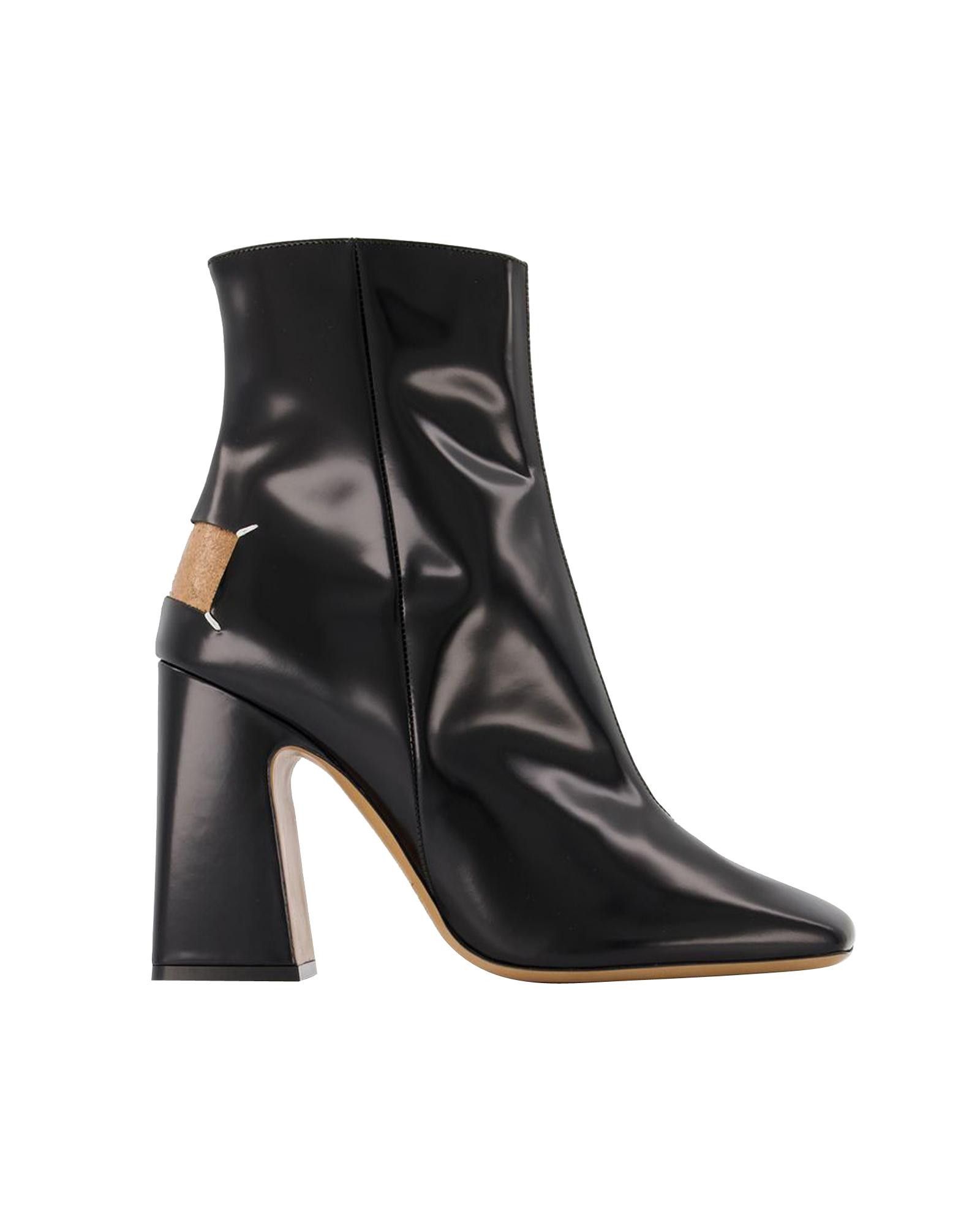 image of Maison Margiela Black Fabric/leather Boots With Slip-On Closure, Women's (Size 10)